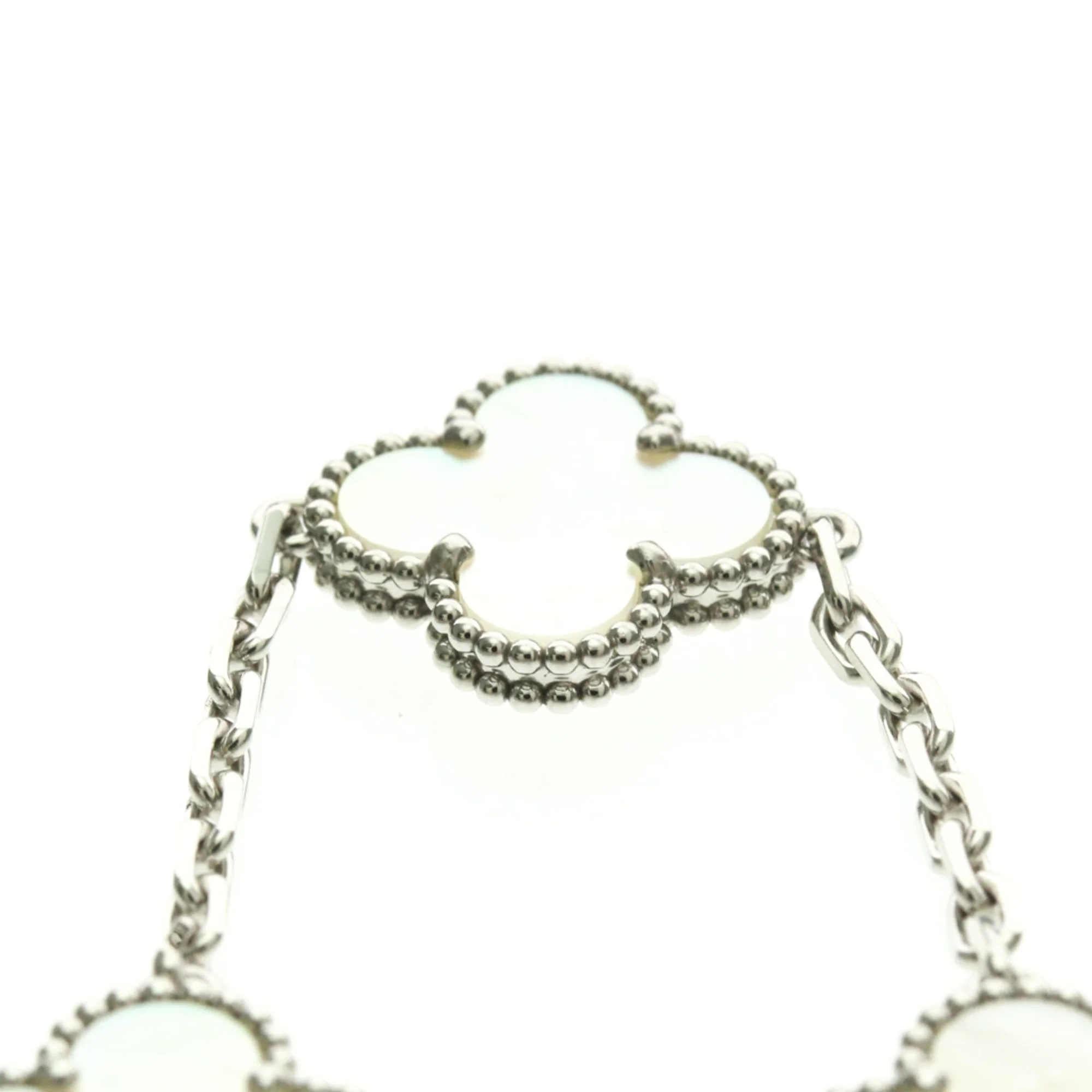 Vintage Alhambra Bracelet Sterling Silver and 18K White Gold and Mother of Pearl - Image 9