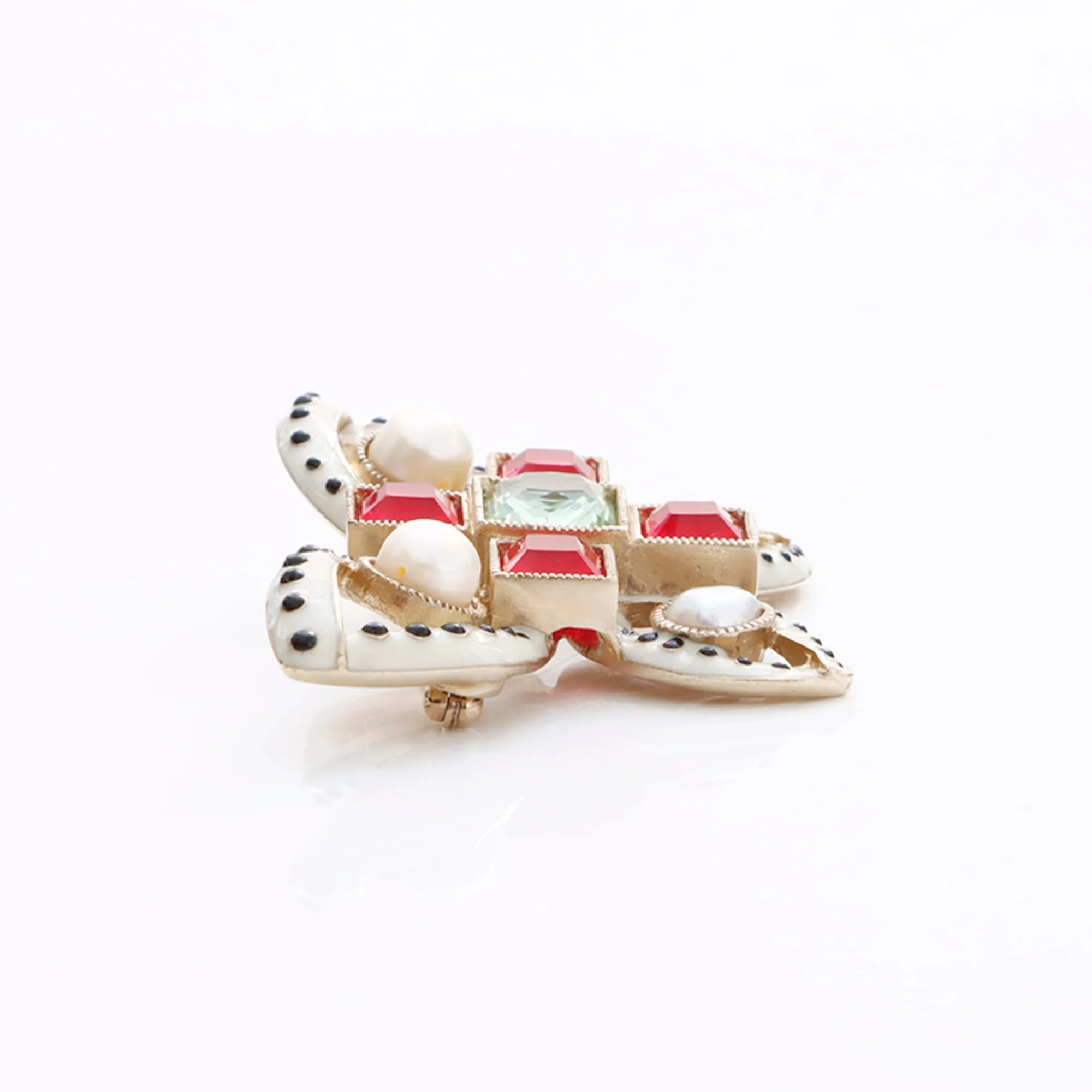 Butterfly Brooch Metal Gold and Red - Image 5