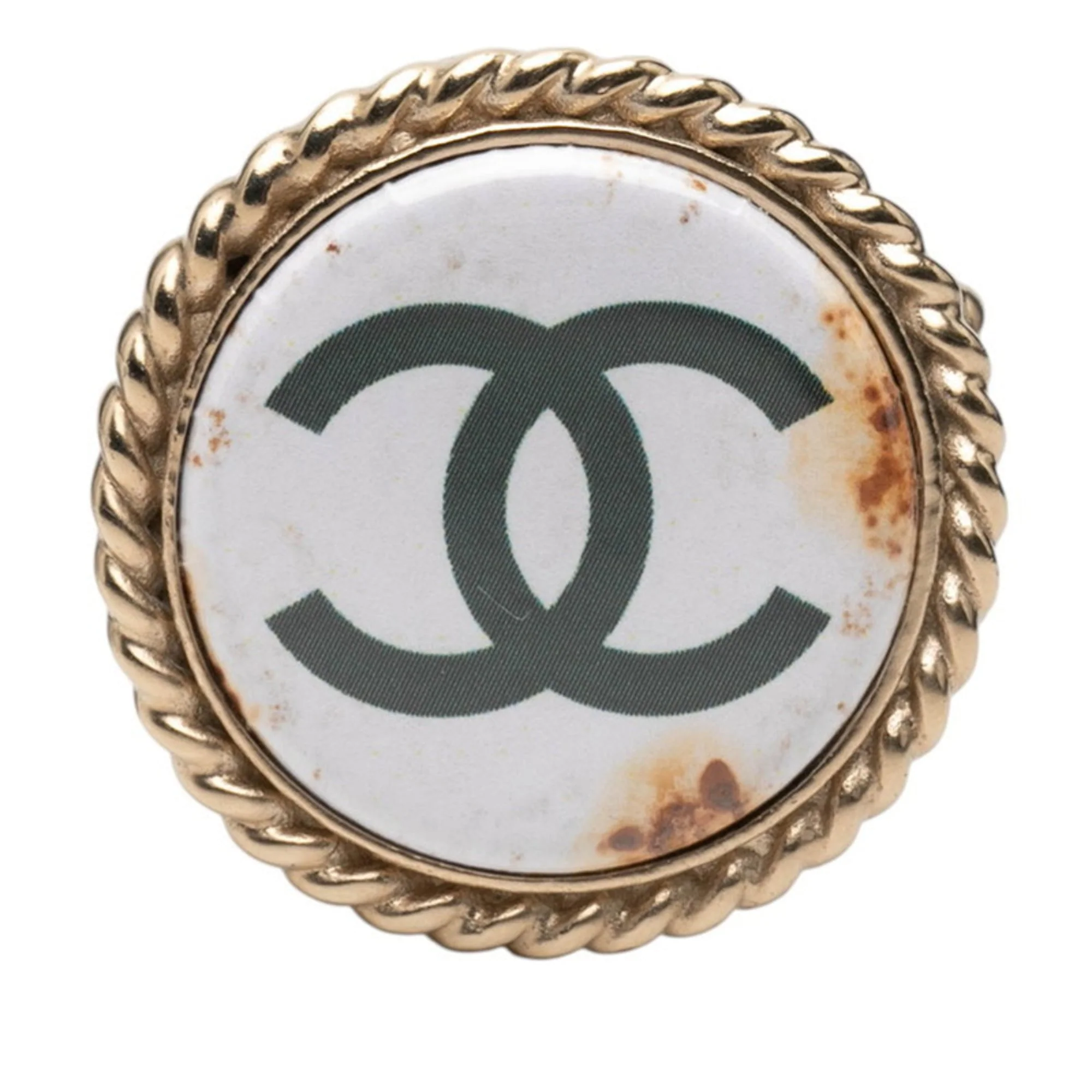 CC Logo Brooch Gold-Tone Metal