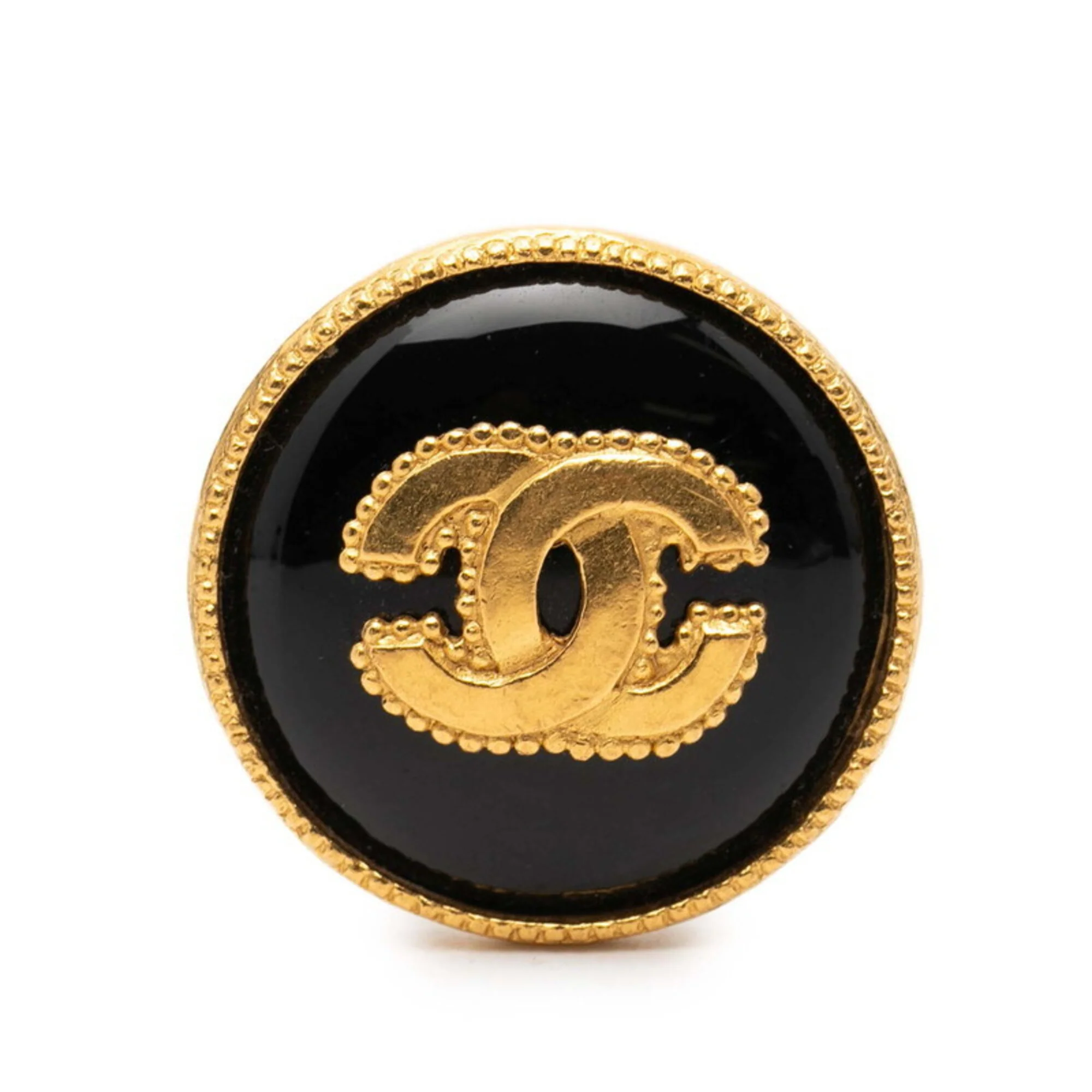 CC Logo Brooch Gold-Tone Metal