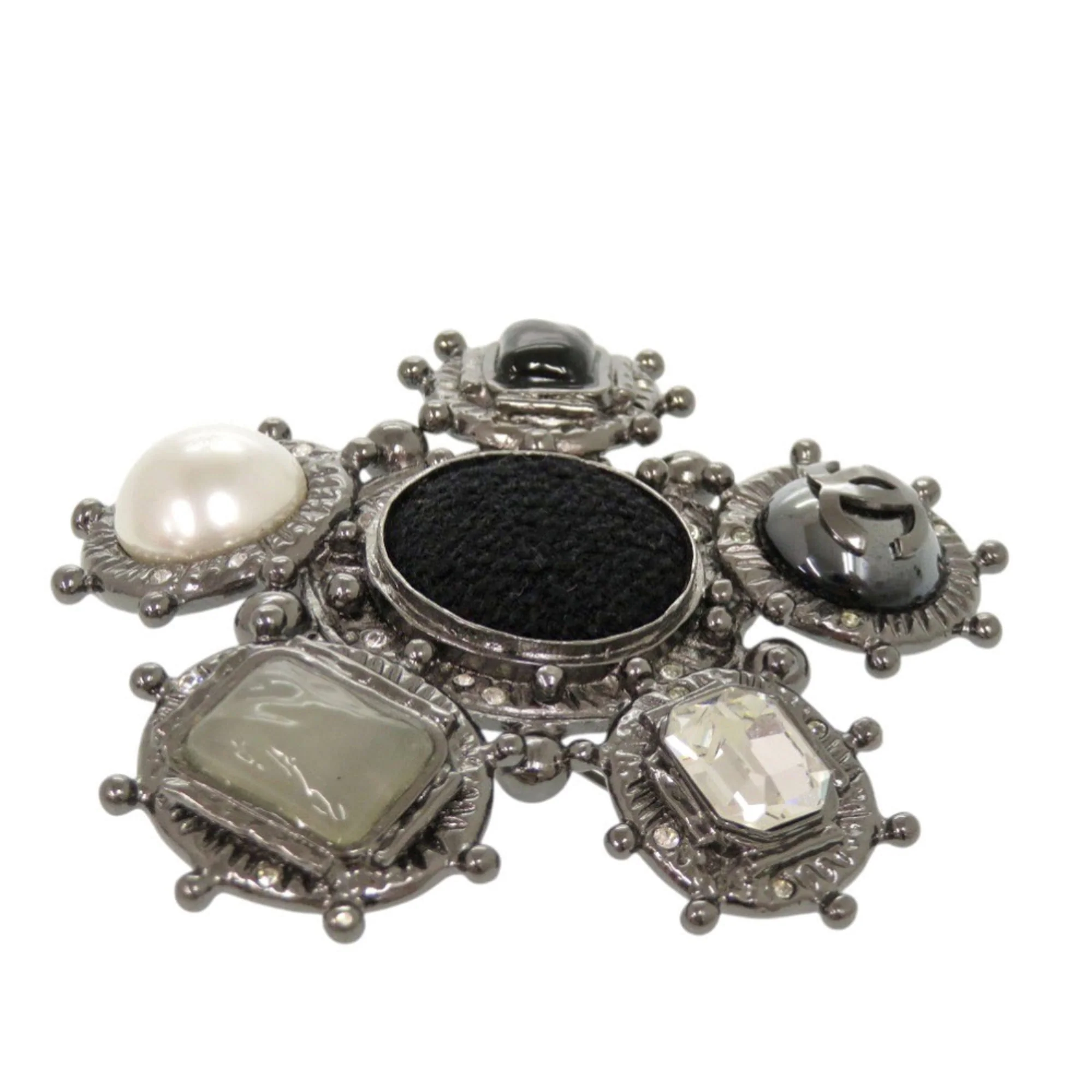 CC Logo Brooch Silver-Tone Metal - Image 3