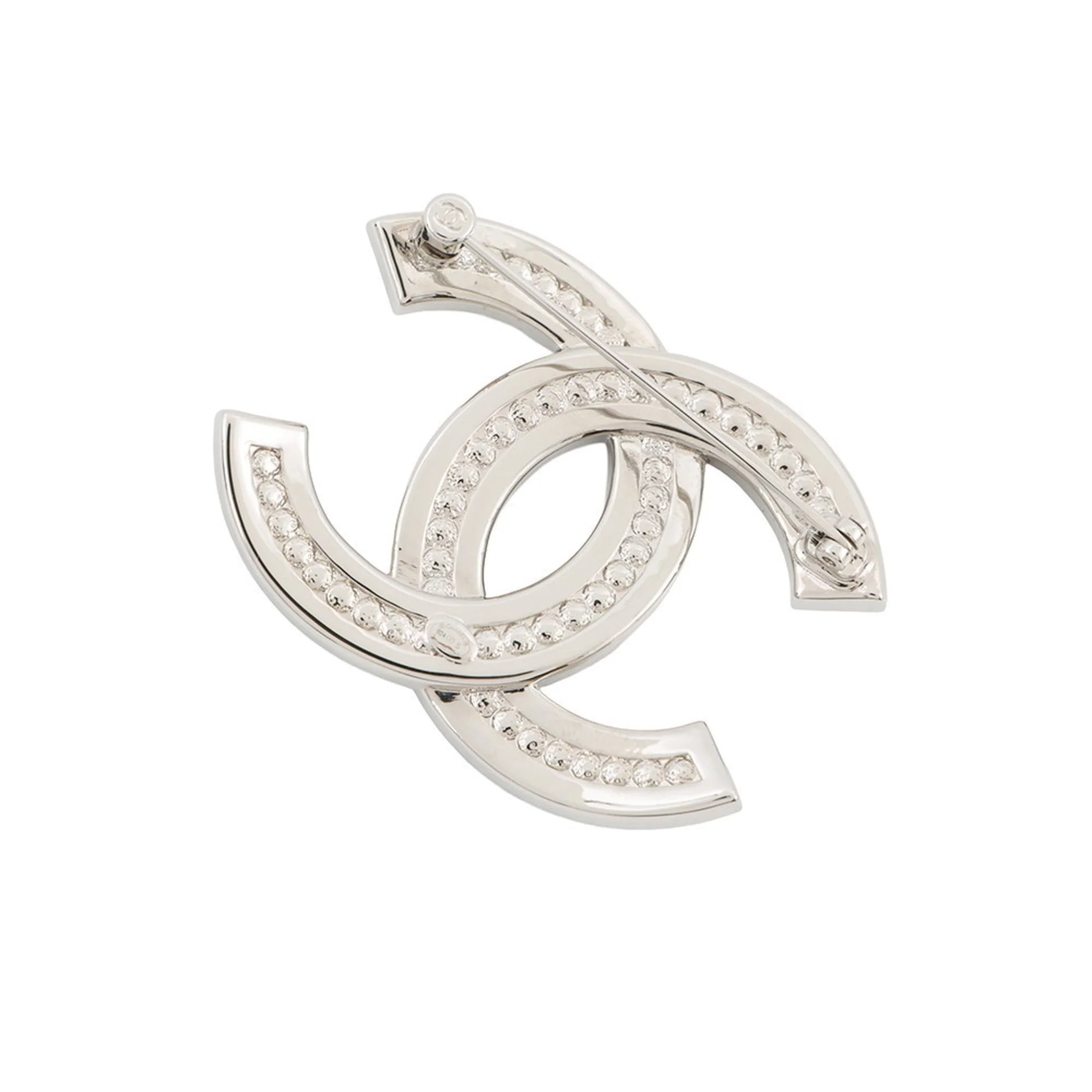 CC Logo Brooch Silver-Tone Metal - Image 3