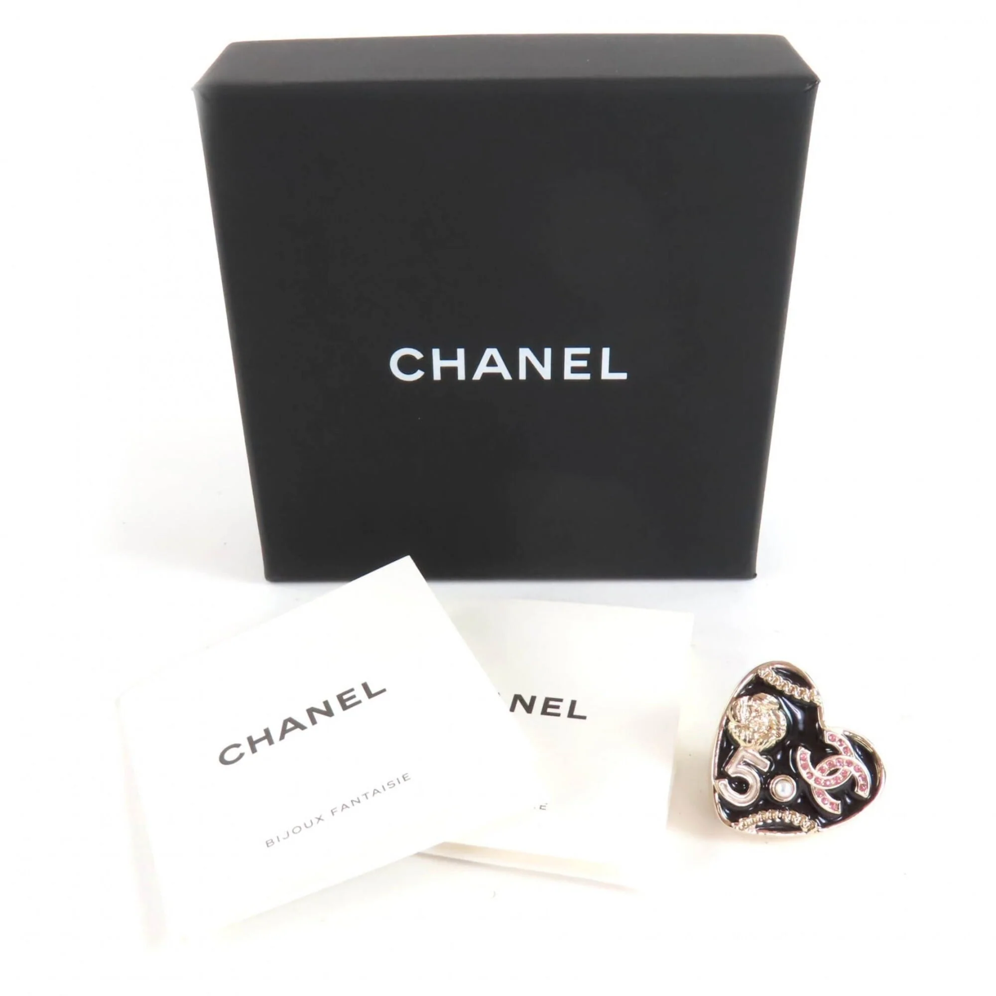 CC Logo Heart Brooch Gold-Tone Metal - Image 2