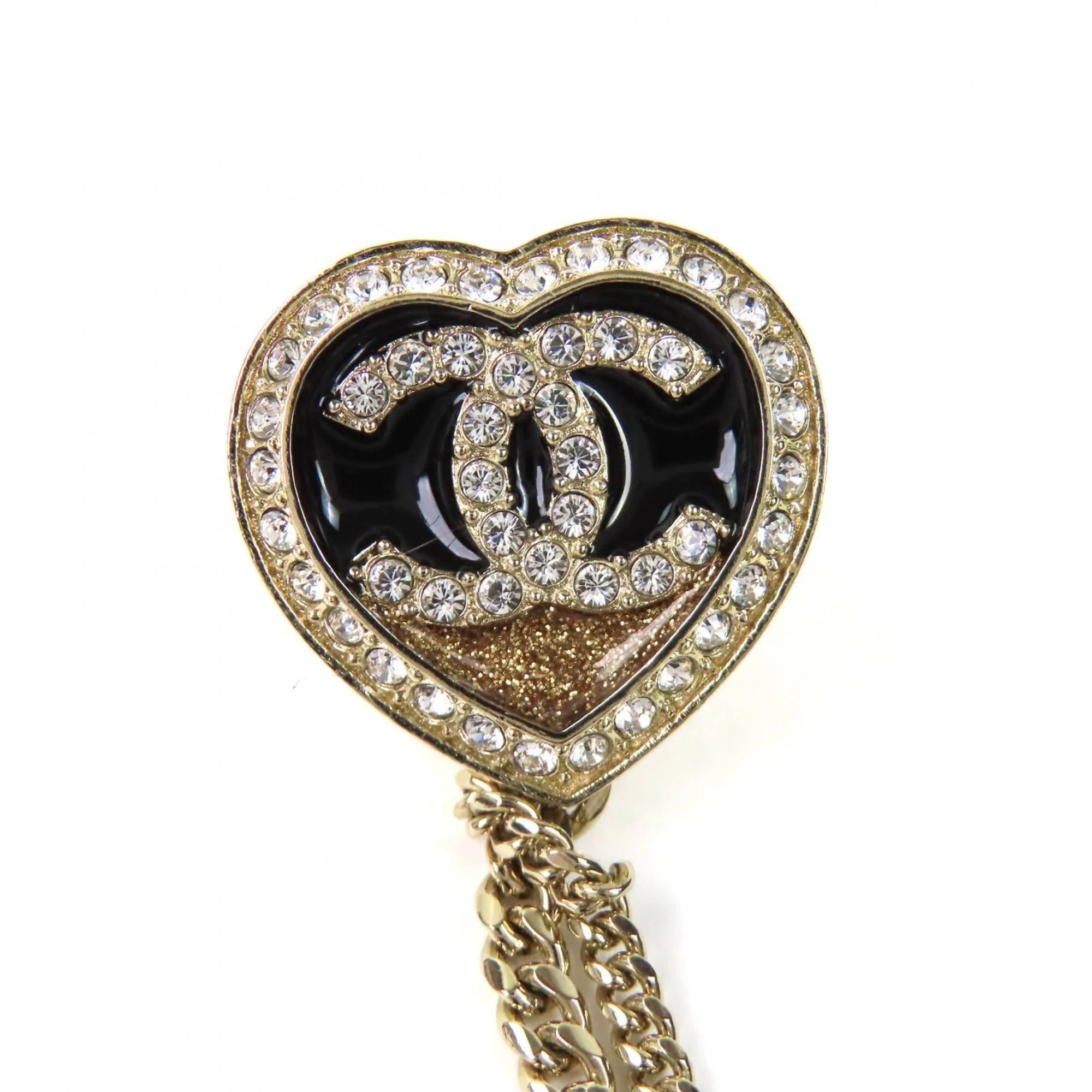 CC Logo Heart Brooch Gold-Tone Metal - Image 4