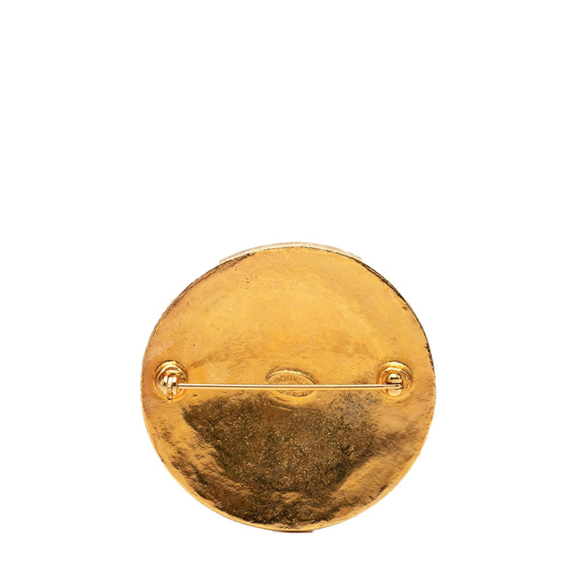 CC Logo Round Medallion Brooch Metal - Image 2