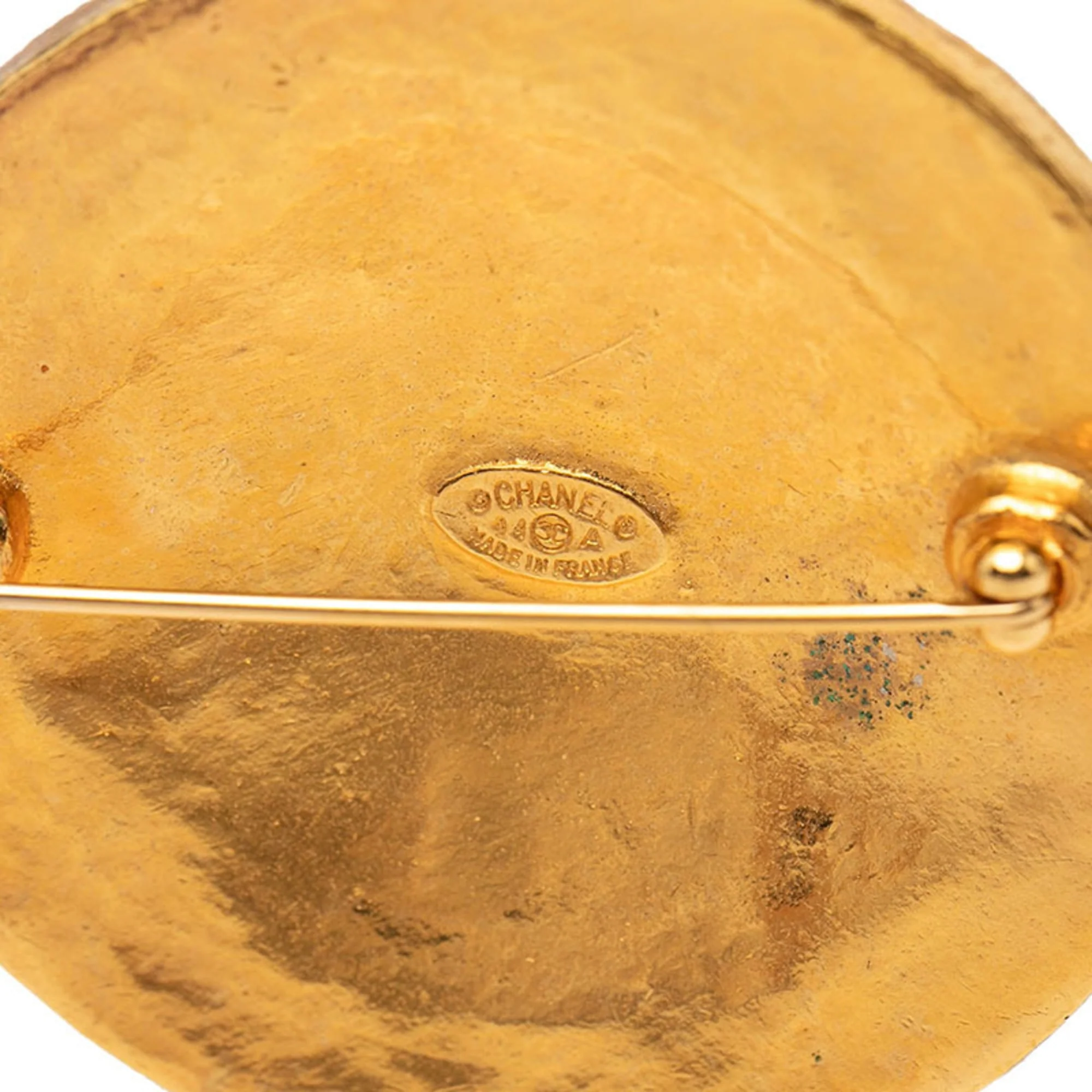 CC Logo Round Medallion Brooch Metal - Image 3