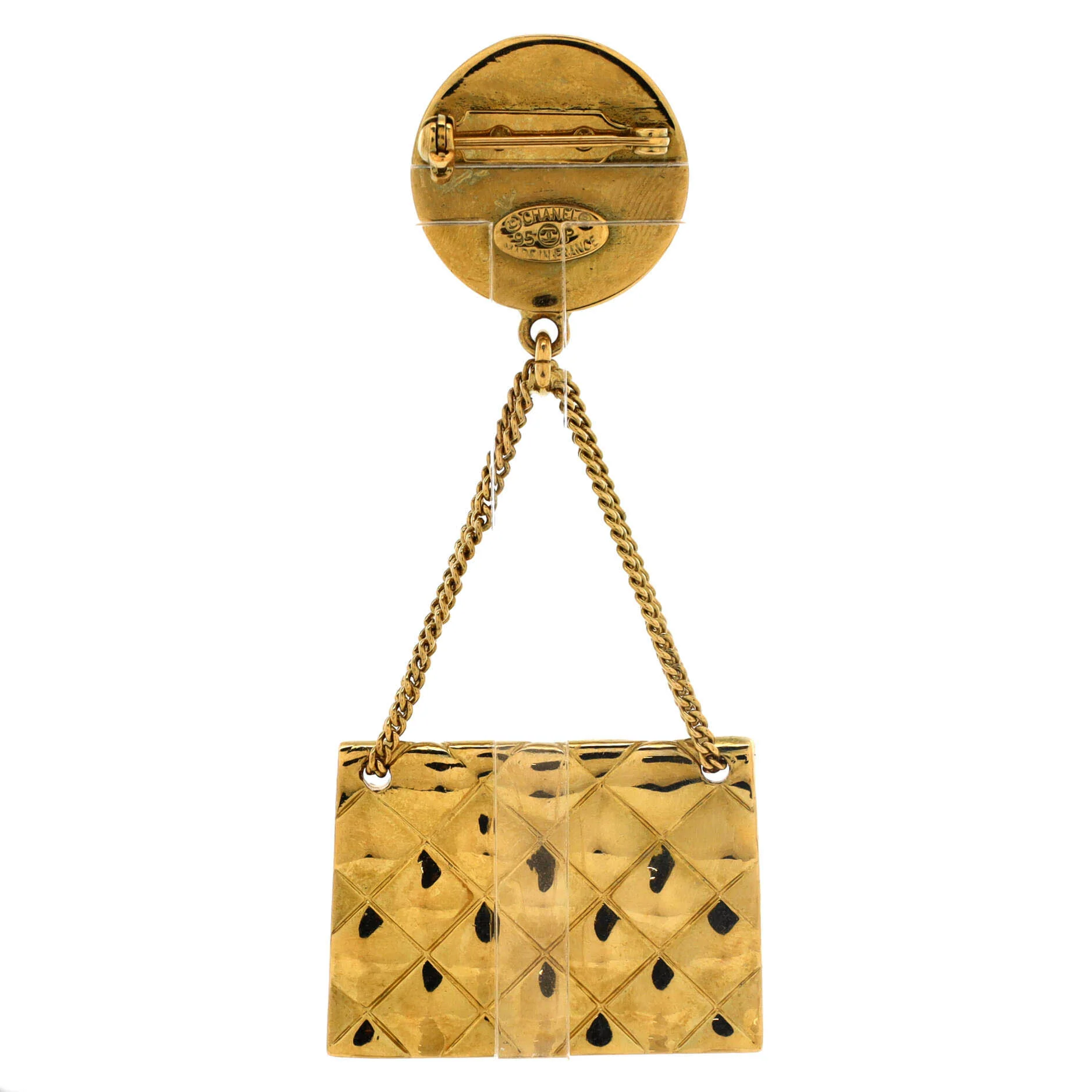 Vintage Medallion Flap Bag Brooch Metal - Image 2
