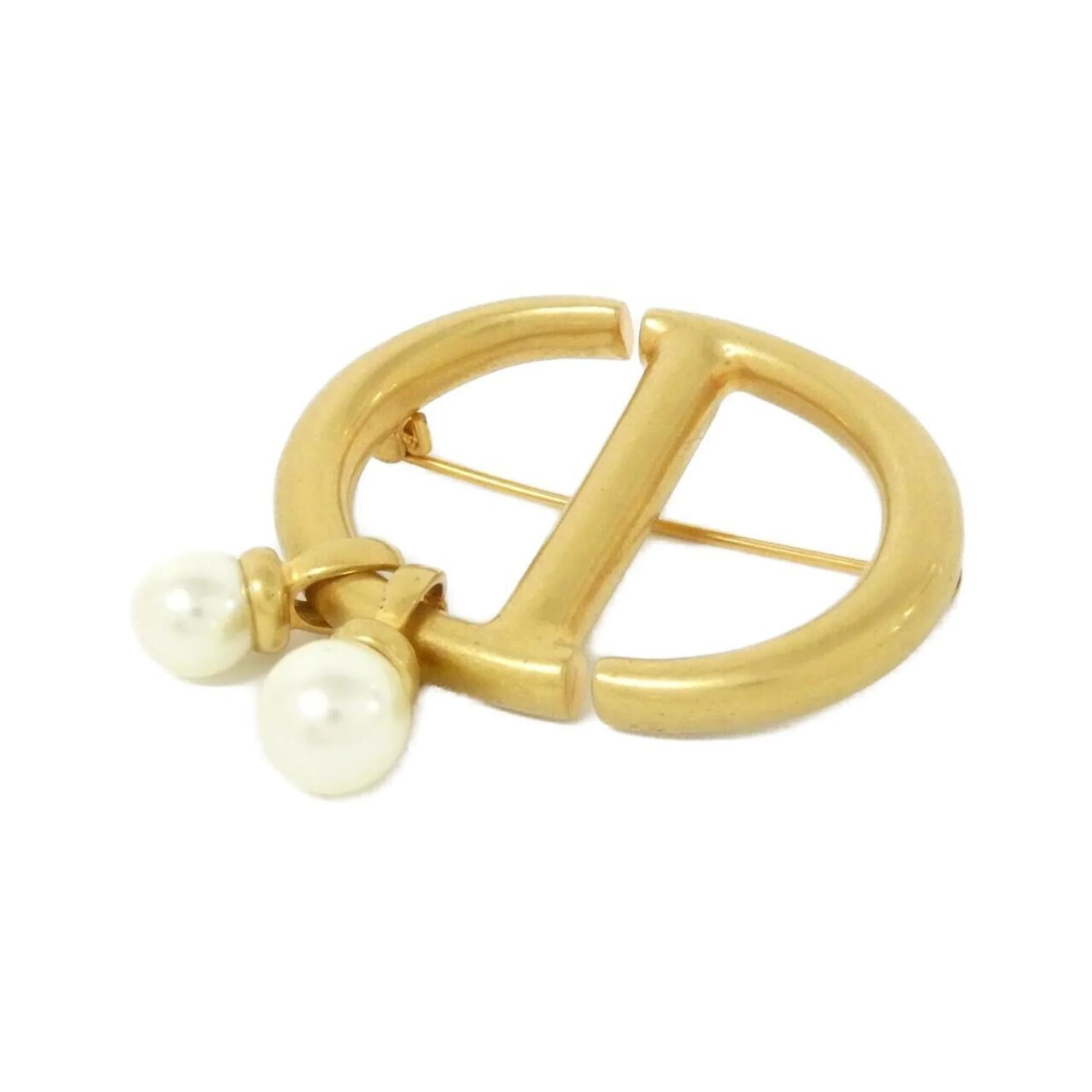 CD Navy Brooch Gold and White