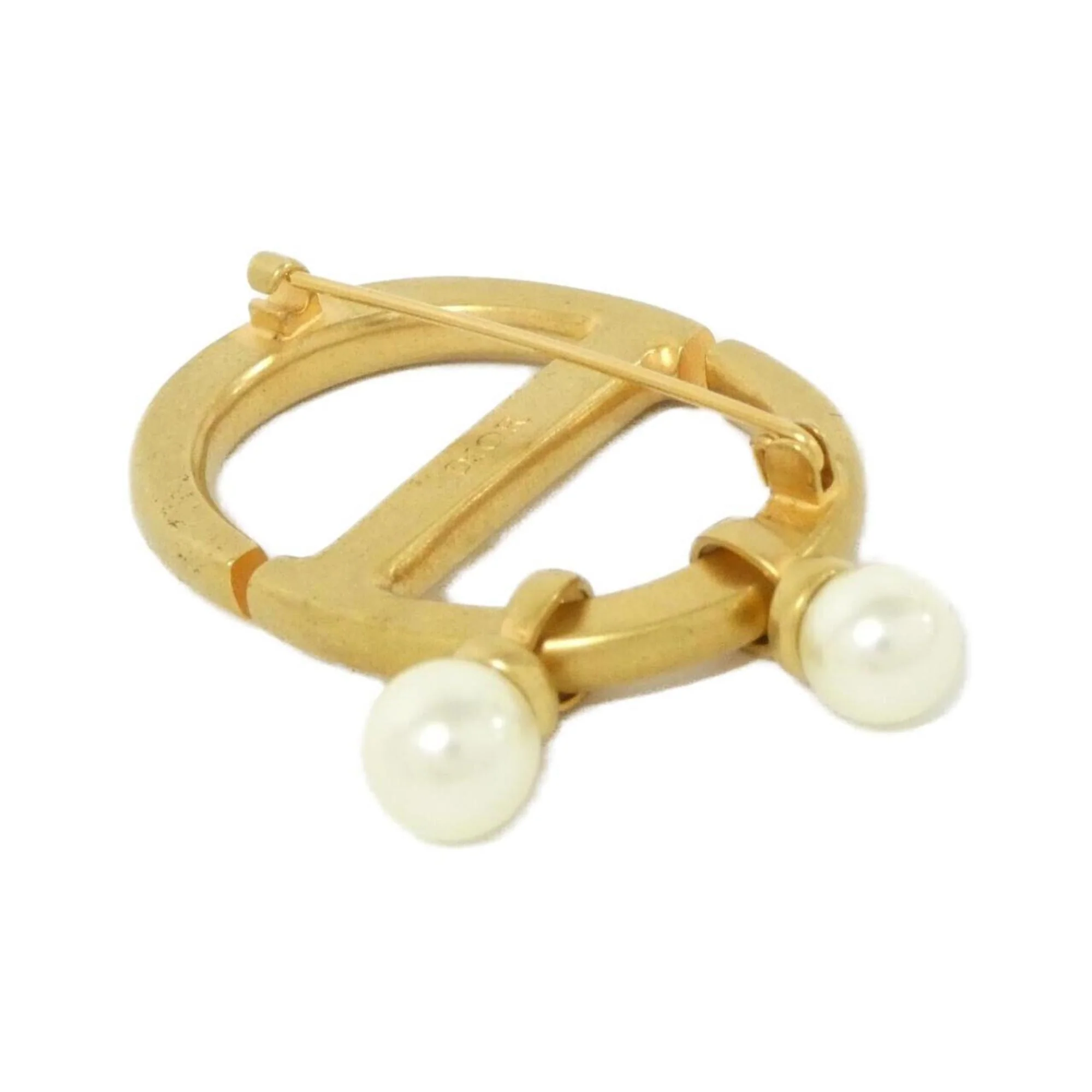 CD Navy Brooch Gold and White - Image 2