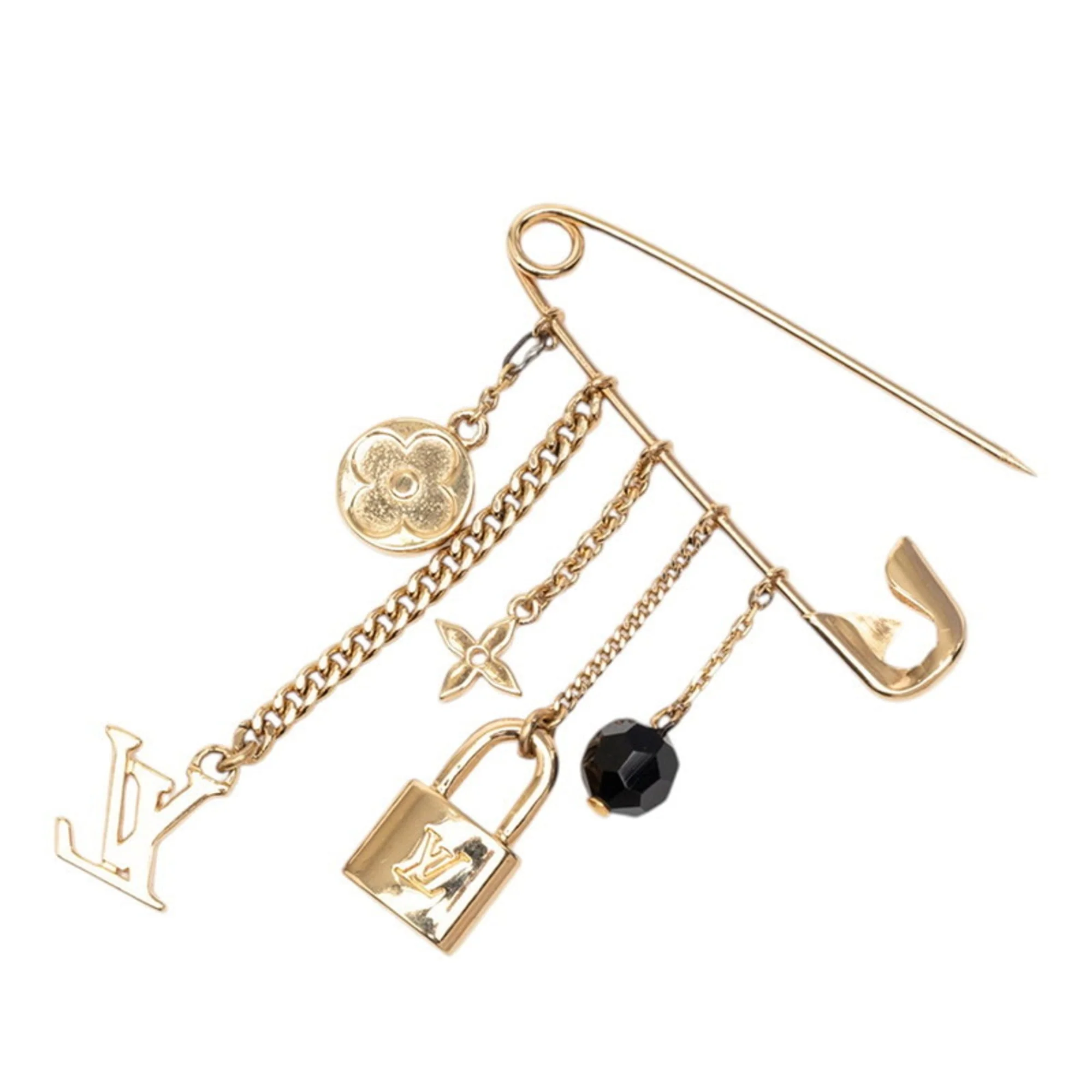 Padlock Brooch Gold Black Plated - Image 3
