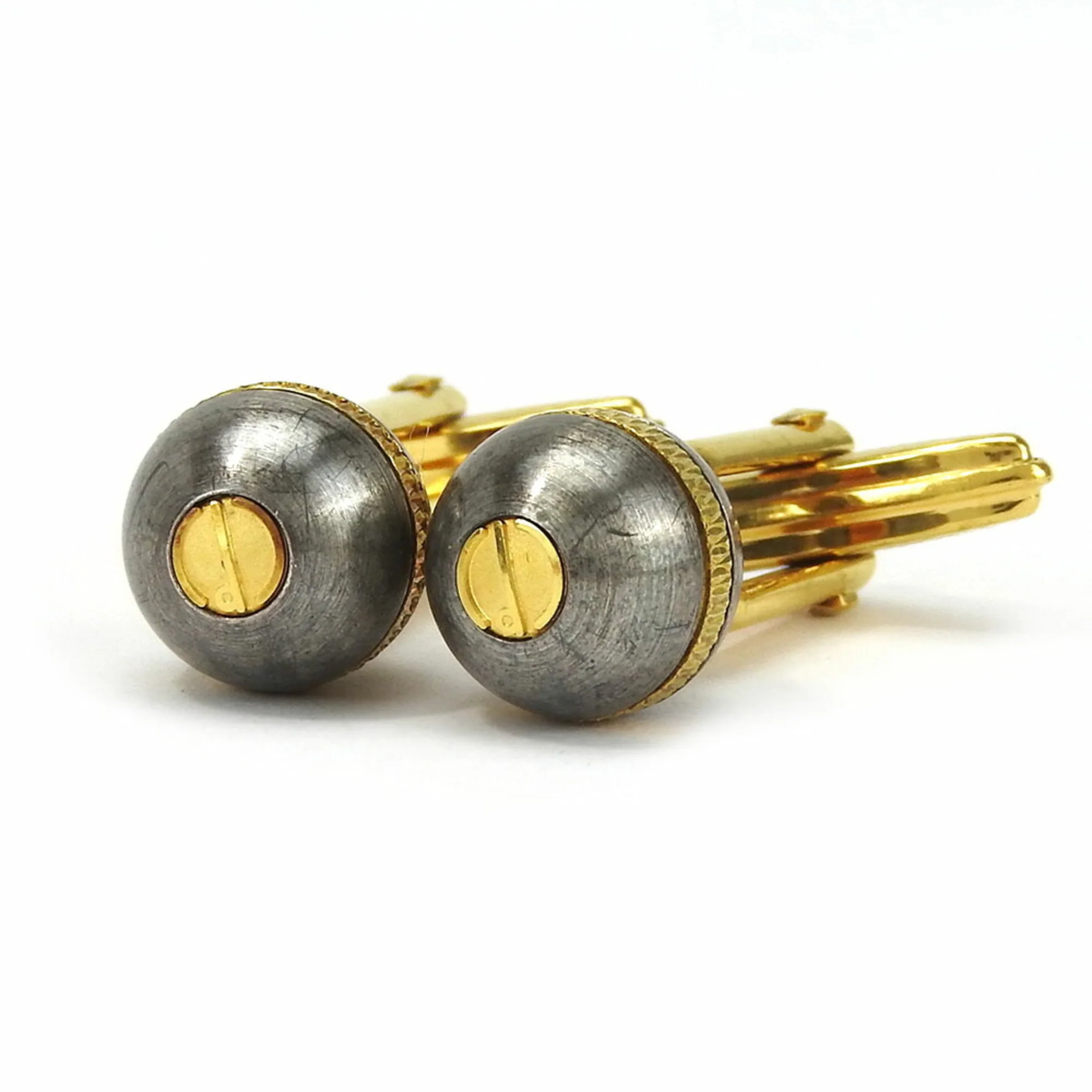 Cufflinks Metal and Plastic Gray and Gold Bracelet