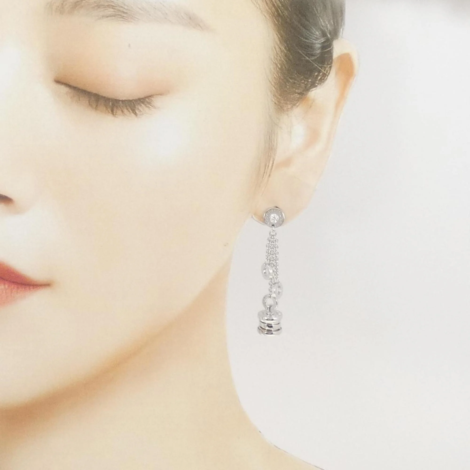 B.Zero1 Earrings 18K White Gold with Diamond 18K White Gold - Image 4