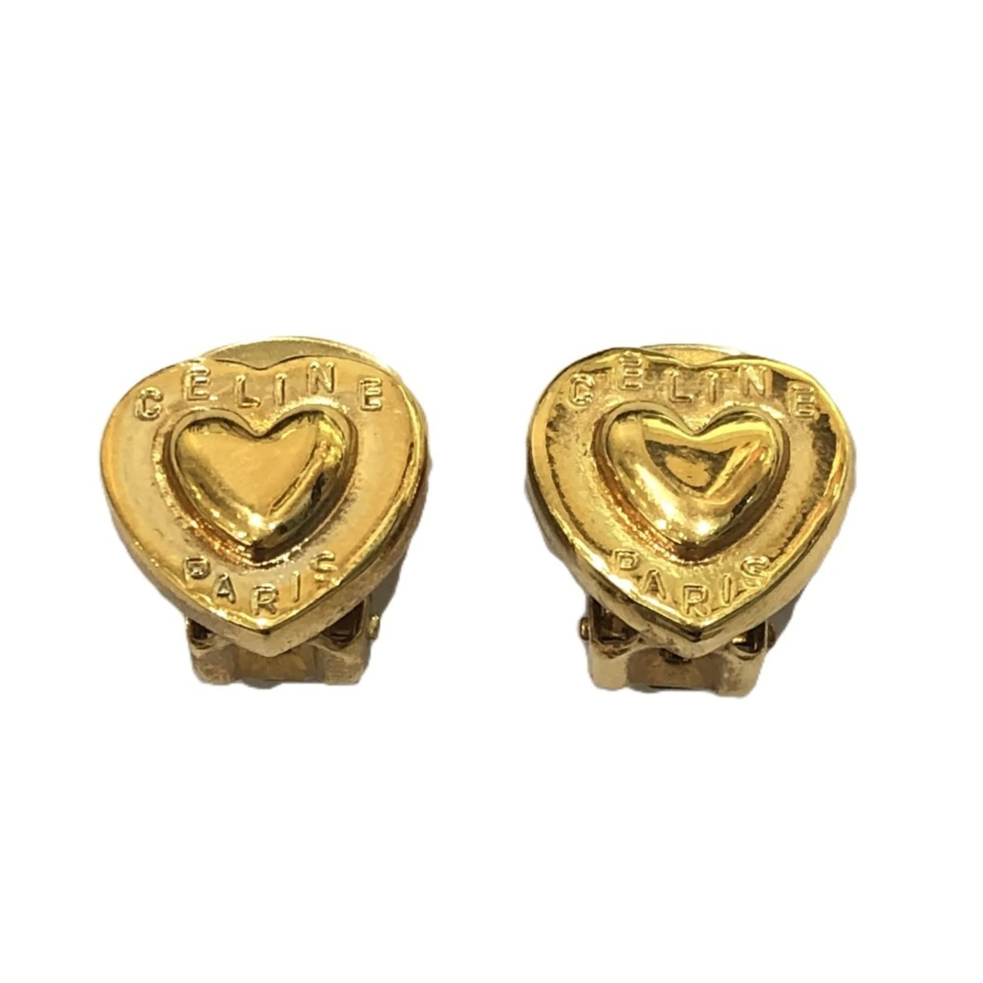 Vintage Clip-On Earrings Logo Clip-On Gold-Tone Metal - Image 2