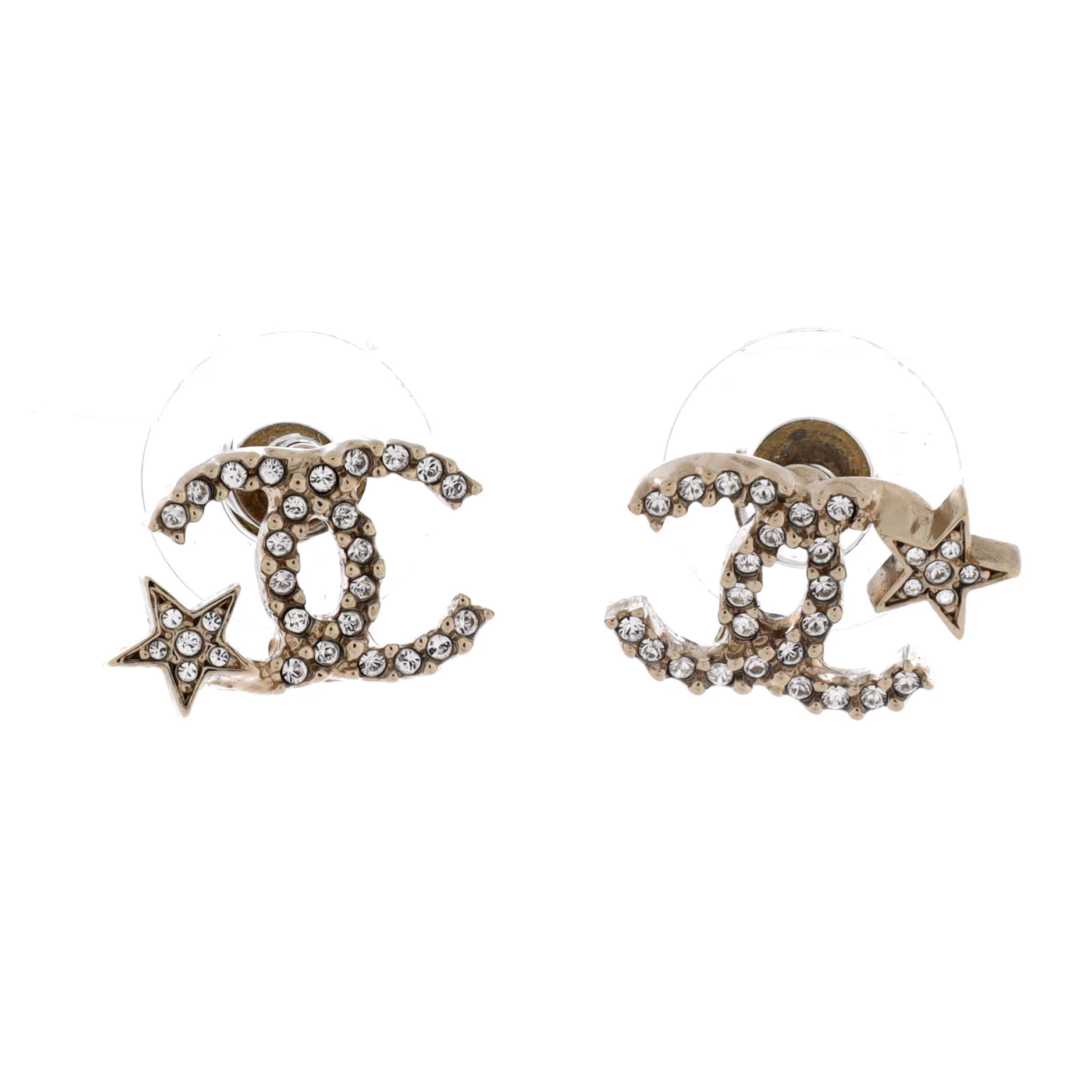 CC Asymmetrical Starfall Stud Earrings Metal and Crystals