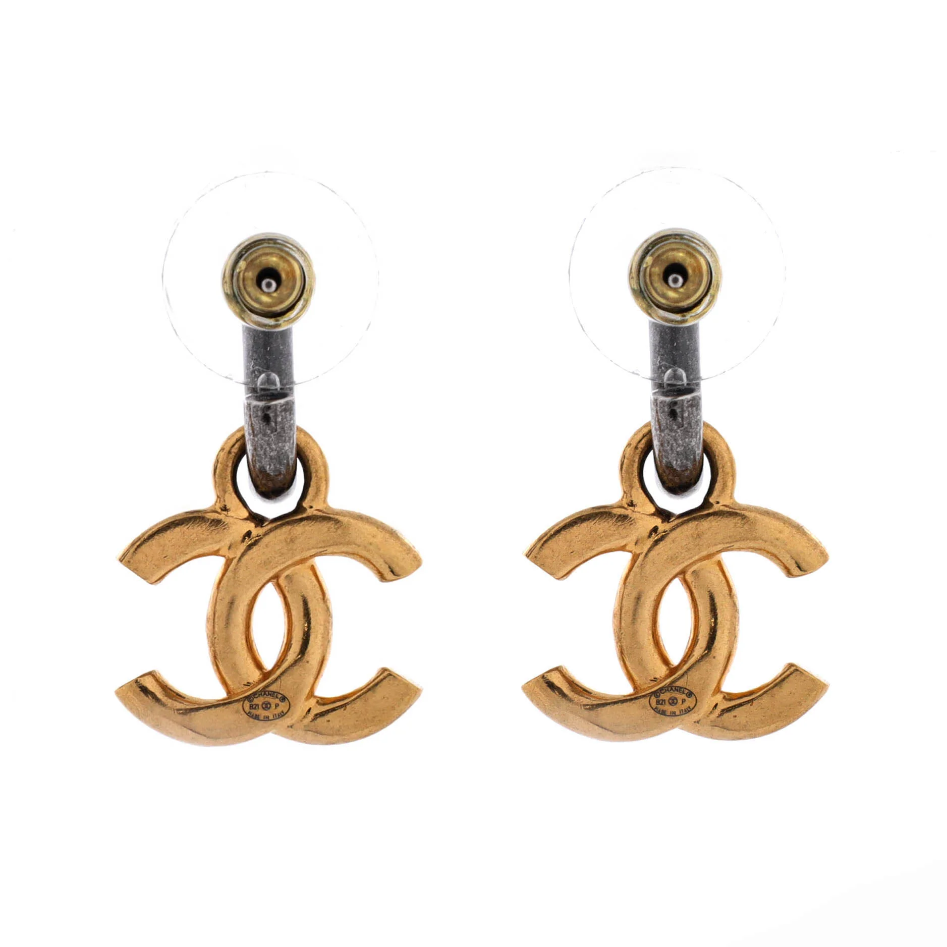 CC Hoop Dangle Earrings Metal - Image 2