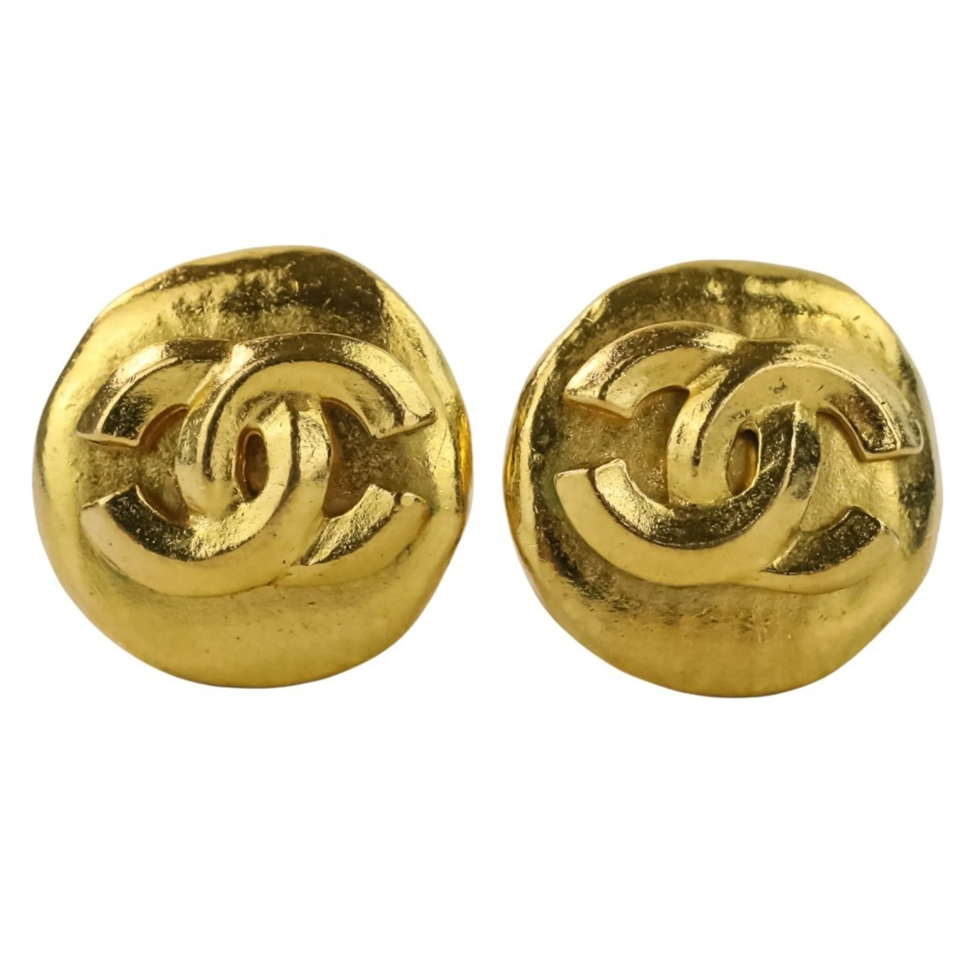 CC Logo Circle Clip-On Earrings Metal Gold-Tone Metal - Image 3