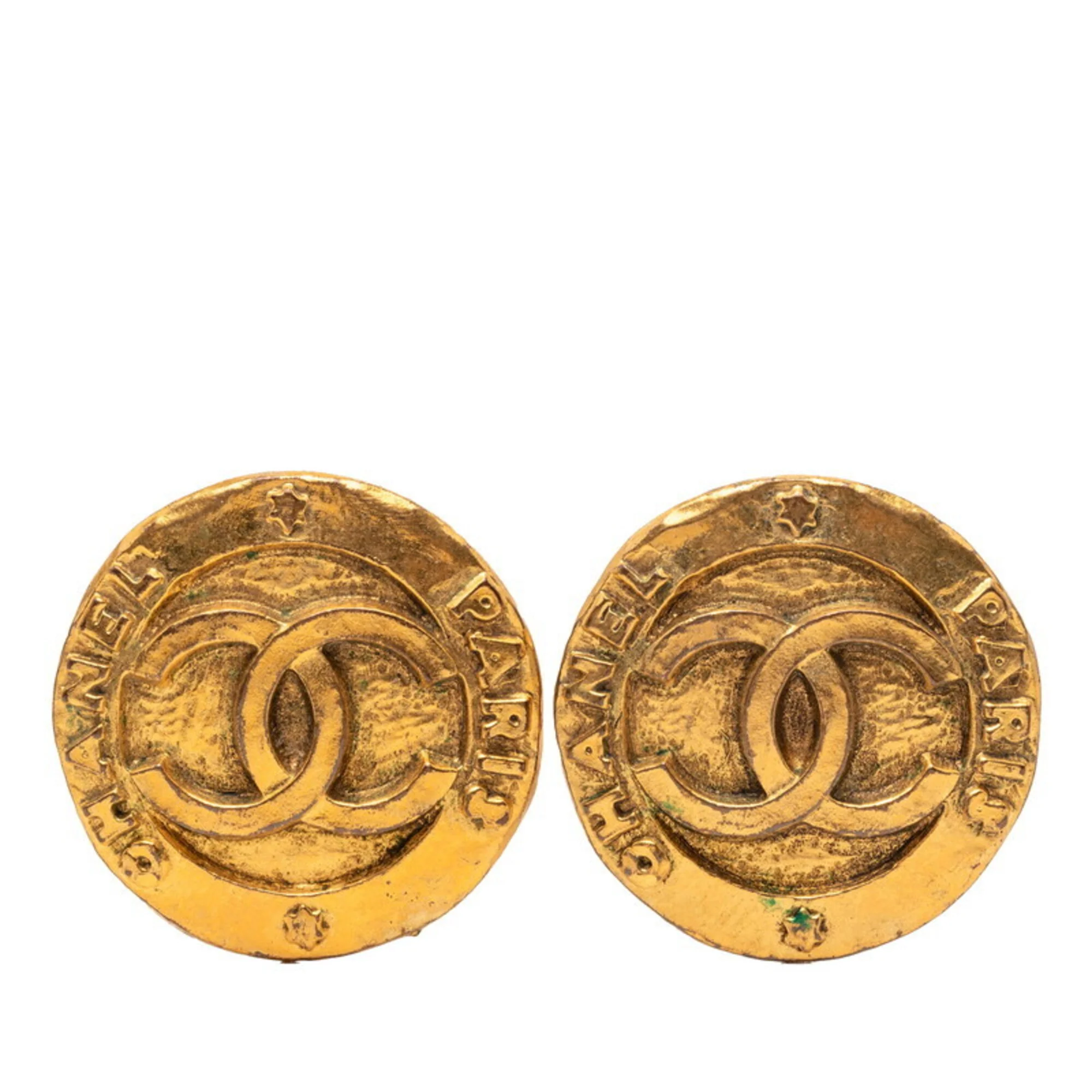 CC Logo Circle Clip-On Earrings Metal Gold-Tone Metal