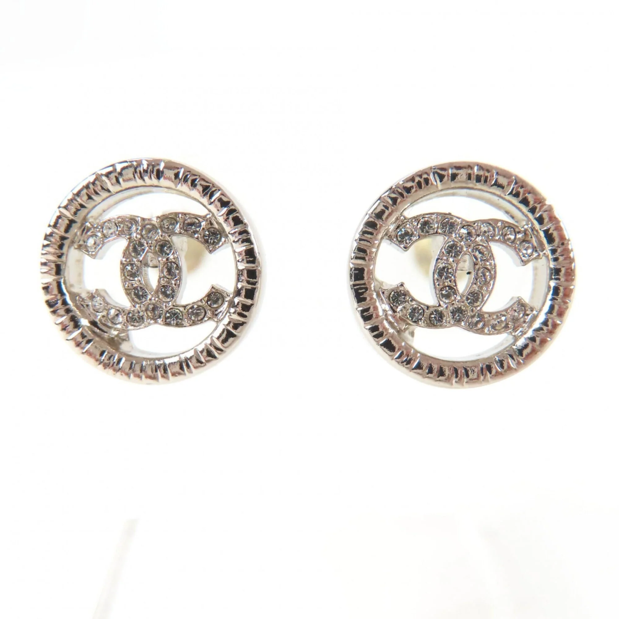 CC Logo Circle Earrings Silver-Tone Metal Silver-Tone Metal