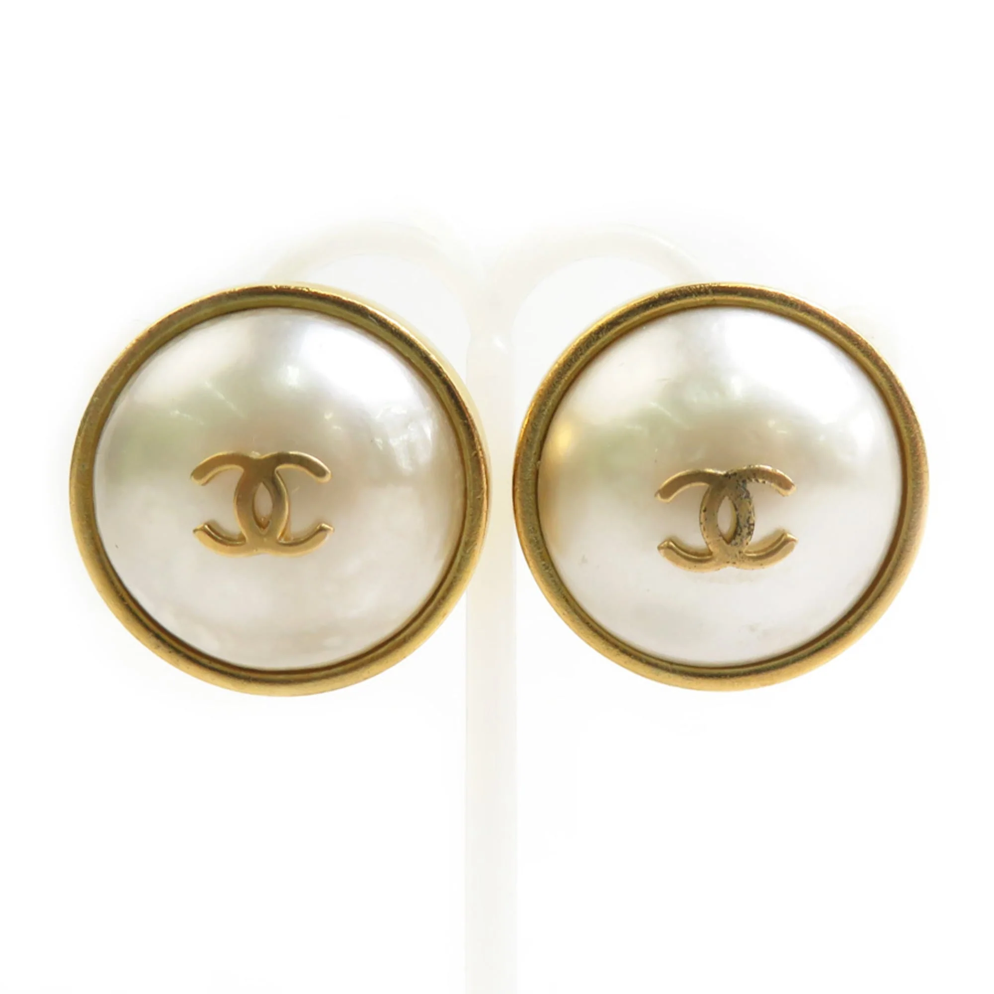 CC Logo Clip-On Earrings Gold-Tone Metal