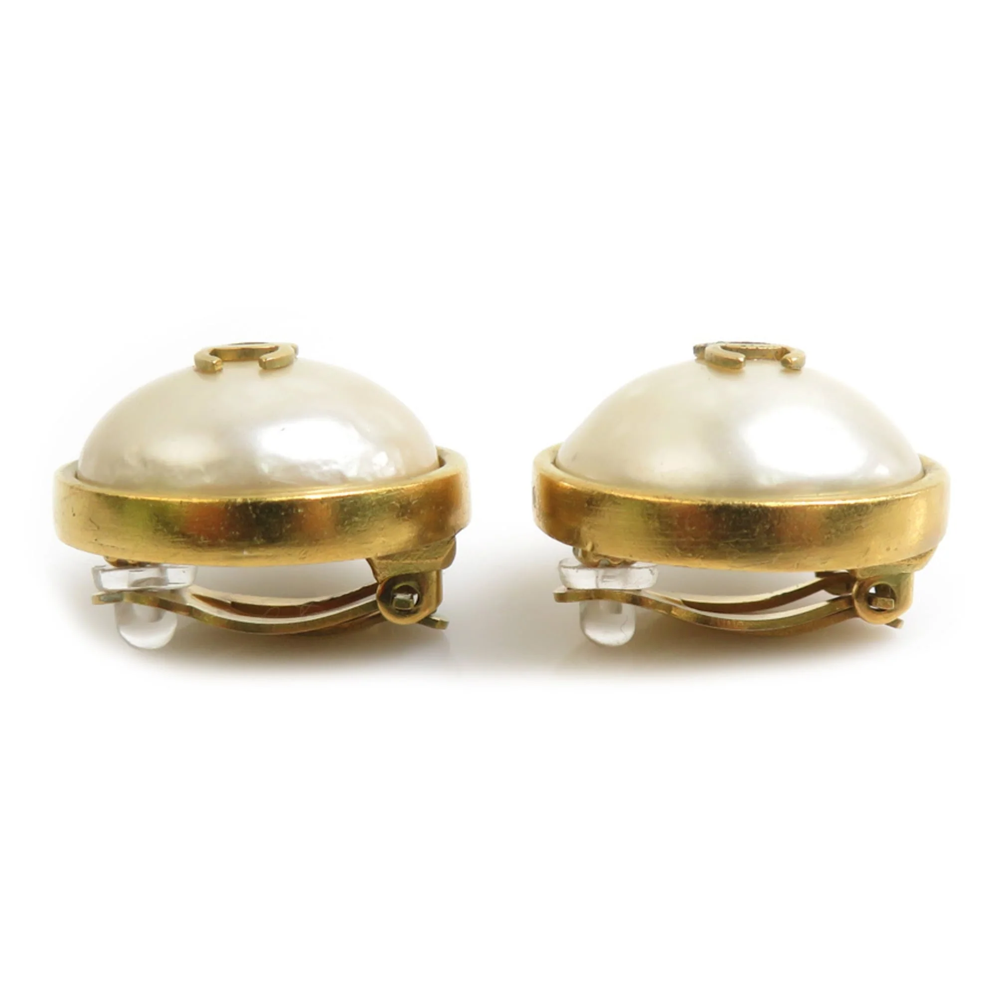 CC Logo Clip-On Earrings Gold-Tone Metal - Image 2