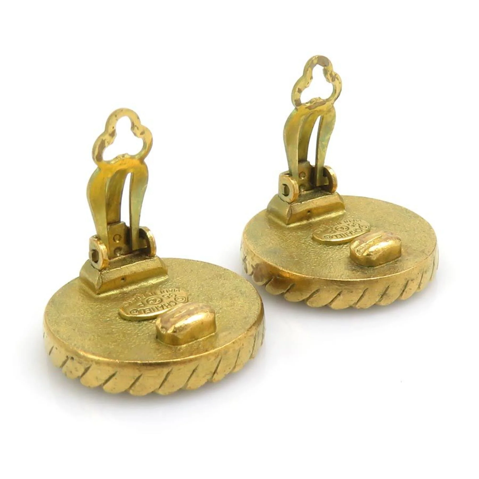 CC Logo Clip-On Earrings Gold-Tone Metal - Image 7