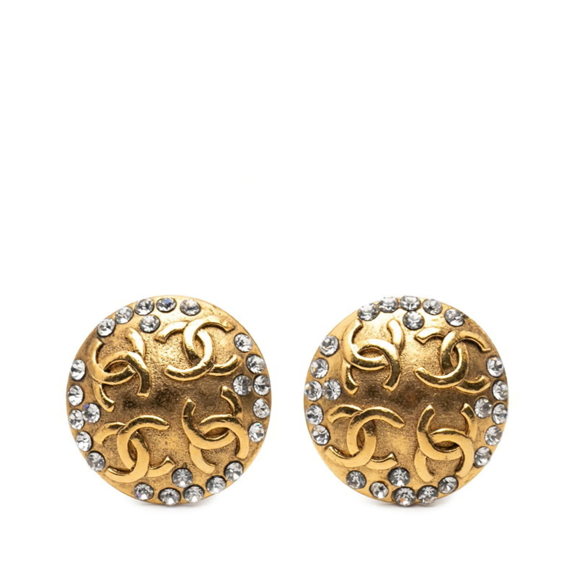 CC Logo Clip-On Earrings Gold-Tone Metal