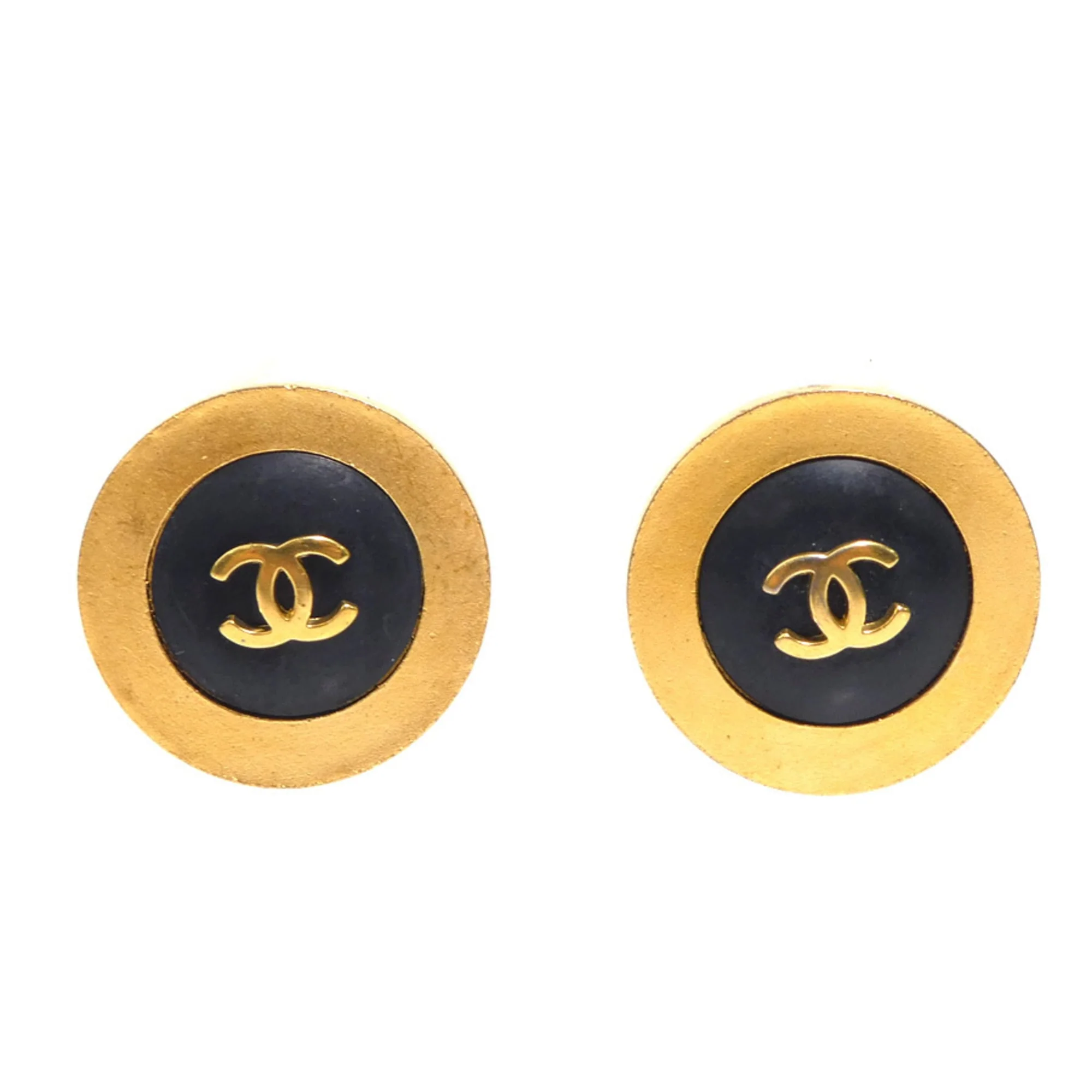 CC Logo Clip-On Earrings Gold-Tone Metal