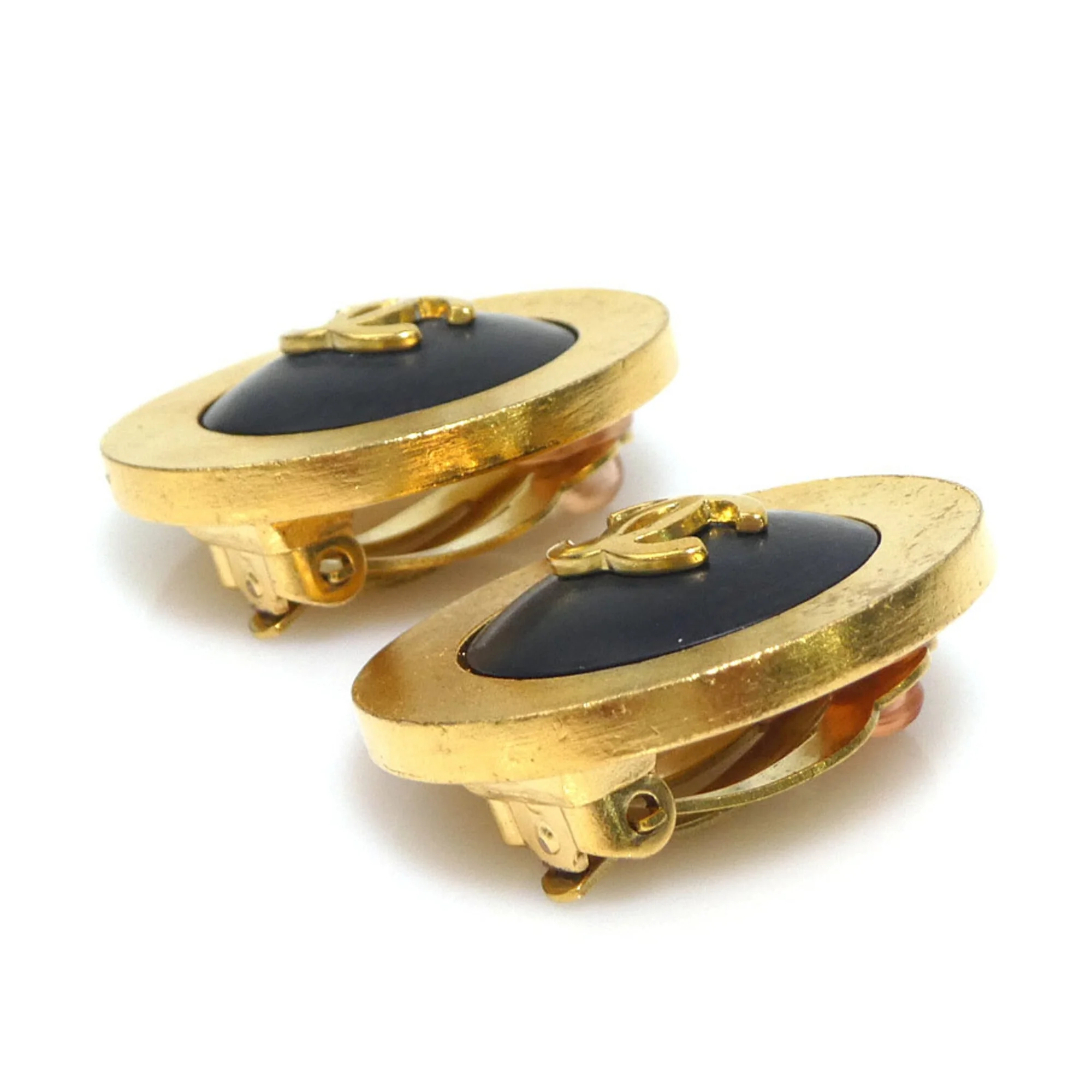 CC Logo Clip-On Earrings Gold-Tone Metal - Image 3