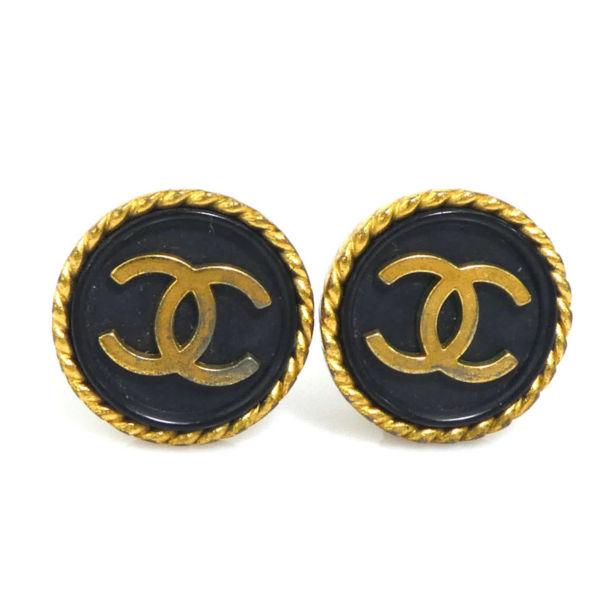 CC Logo Clip-On Earrings Gold-Tone Metal
