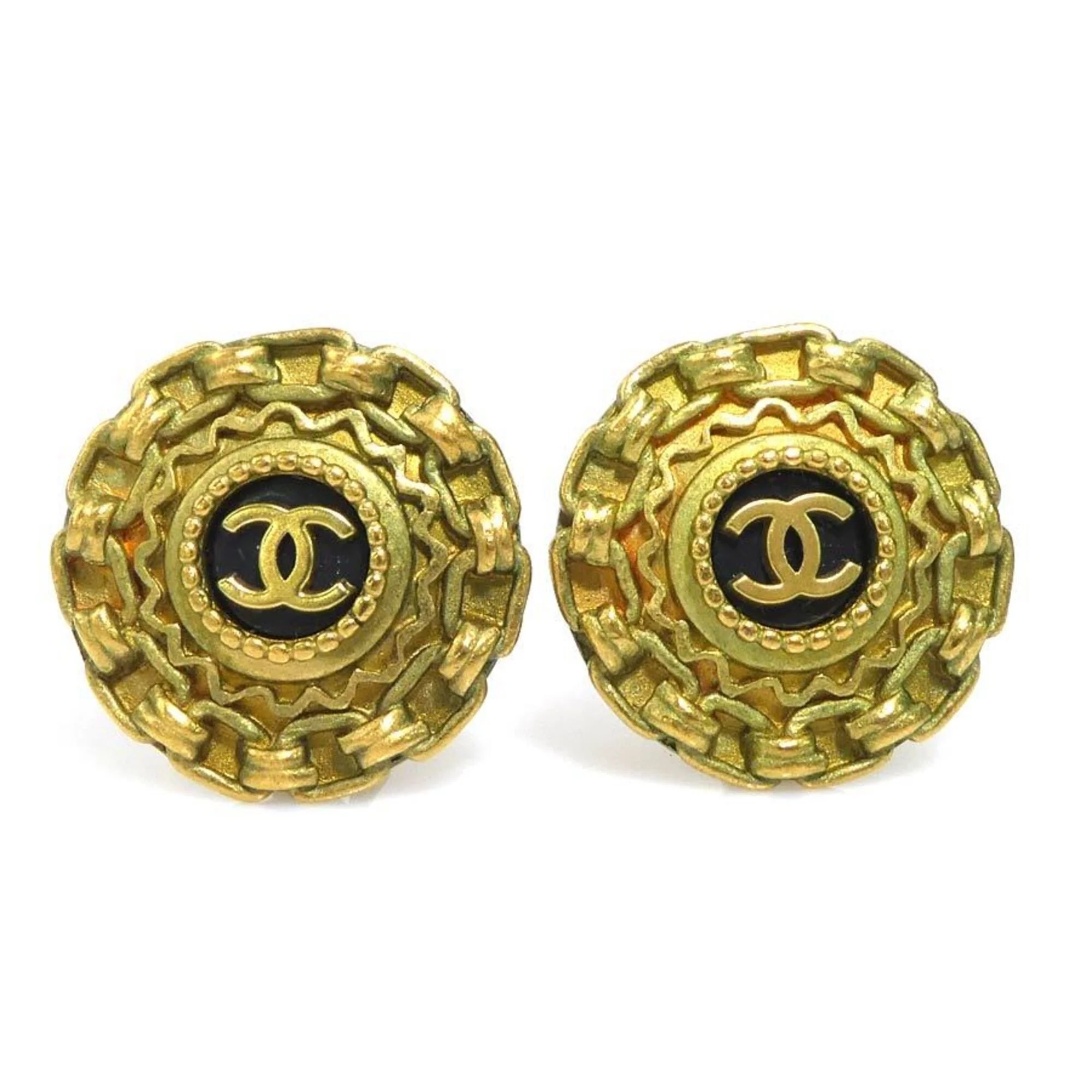CC Logo Clip-On Earrings Gold-Tone Metal