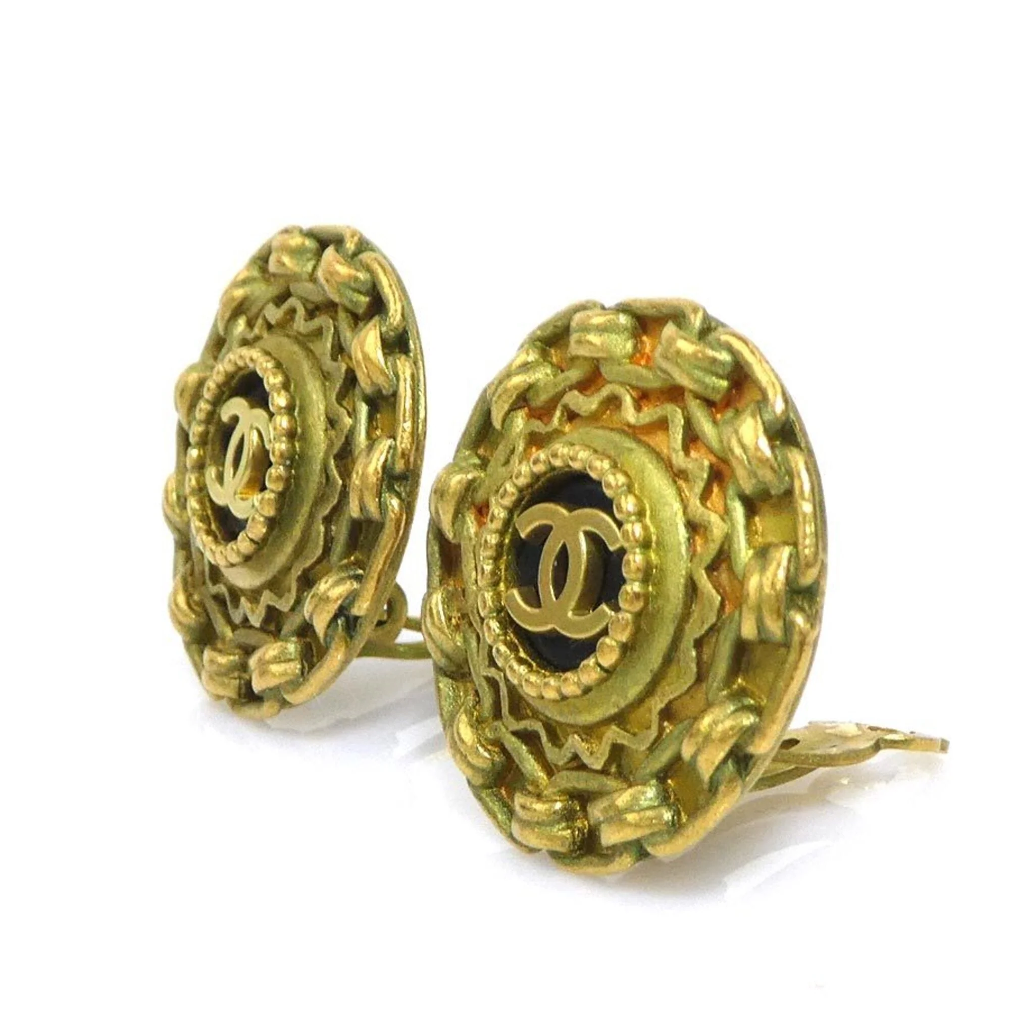 CC Logo Clip-On Earrings Gold-Tone Metal - Image 3