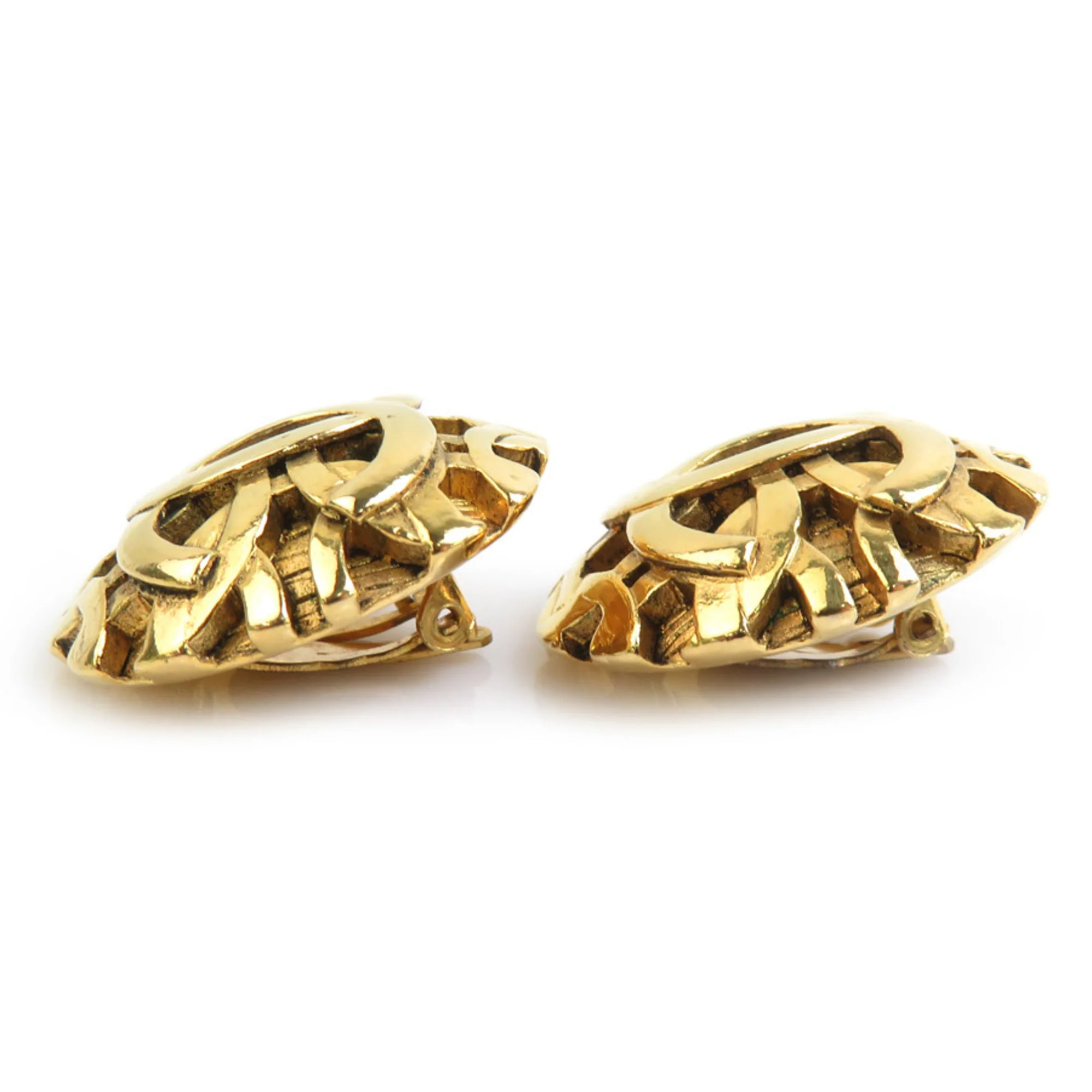 CC Logo Clip-On Earrings Gold-Tone Metal Gold-Tone Metal - Image 3