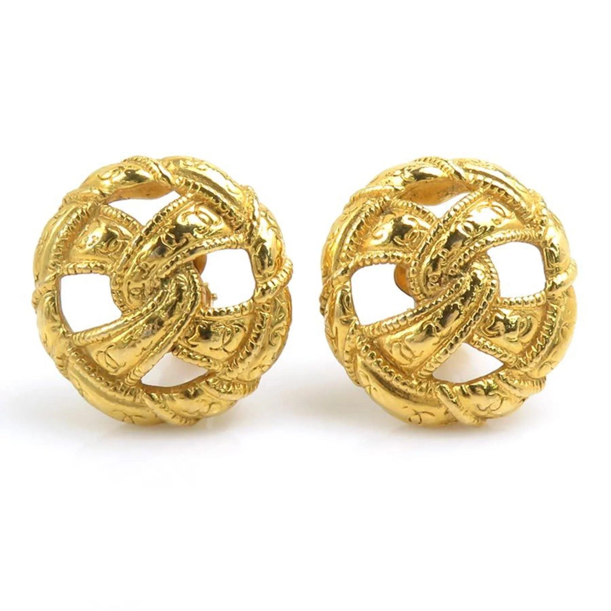 CC Logo Clip-On Earrings Gold-Tone Metal Gold-Tone Metal