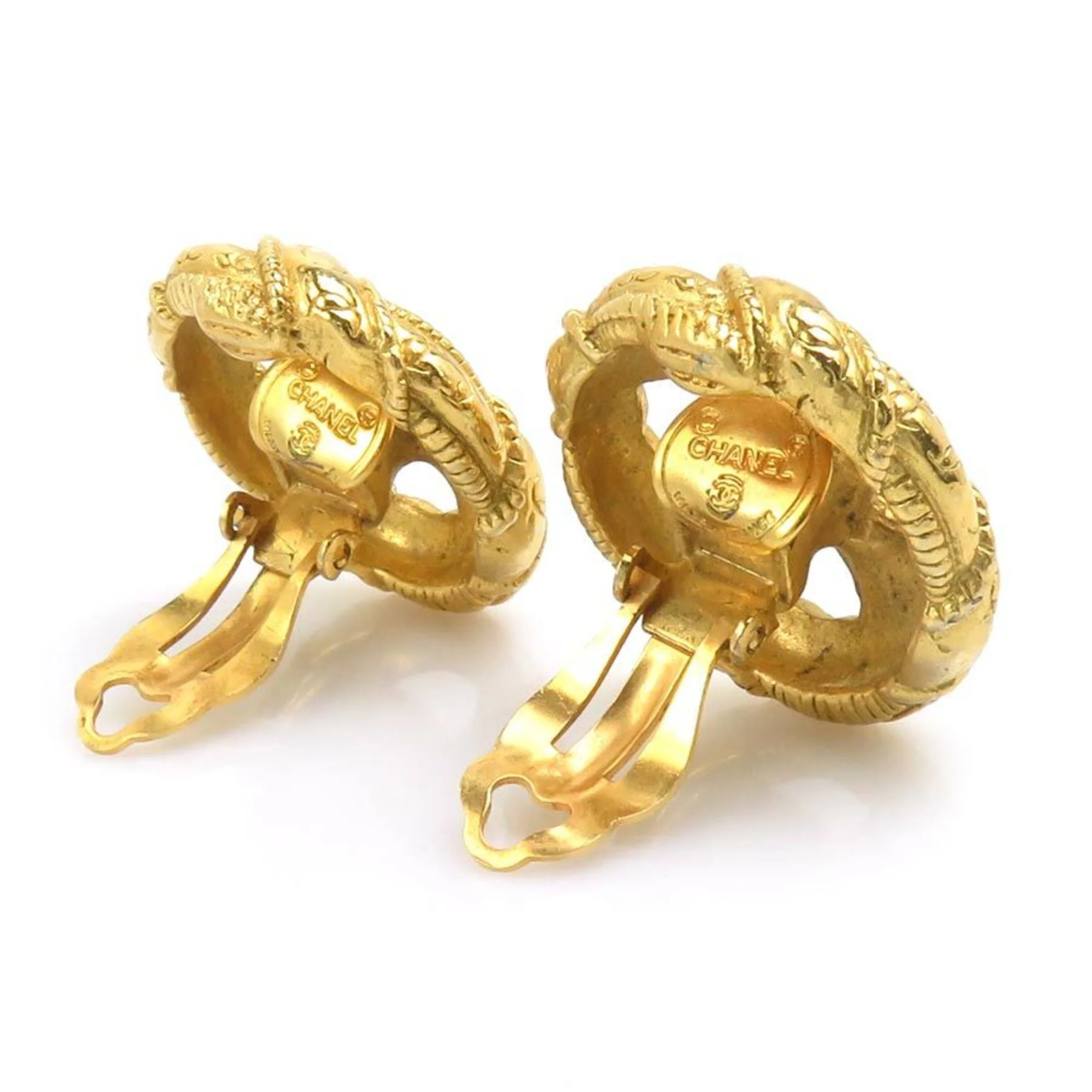CC Logo Clip-On Earrings Gold-Tone Metal Gold-Tone Metal - Image 3