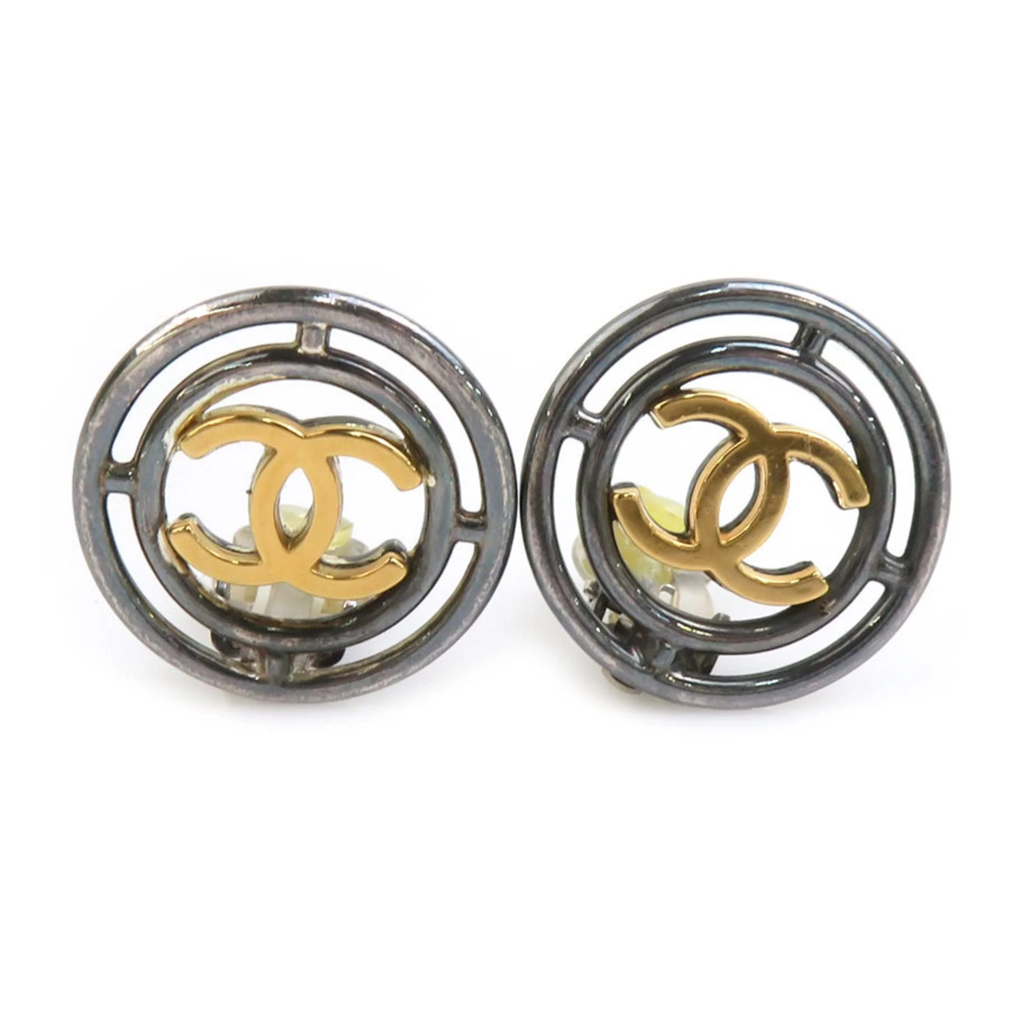 CC Logo Clip-On Earrings Gold-Tone Metal Gold-Tone Metal