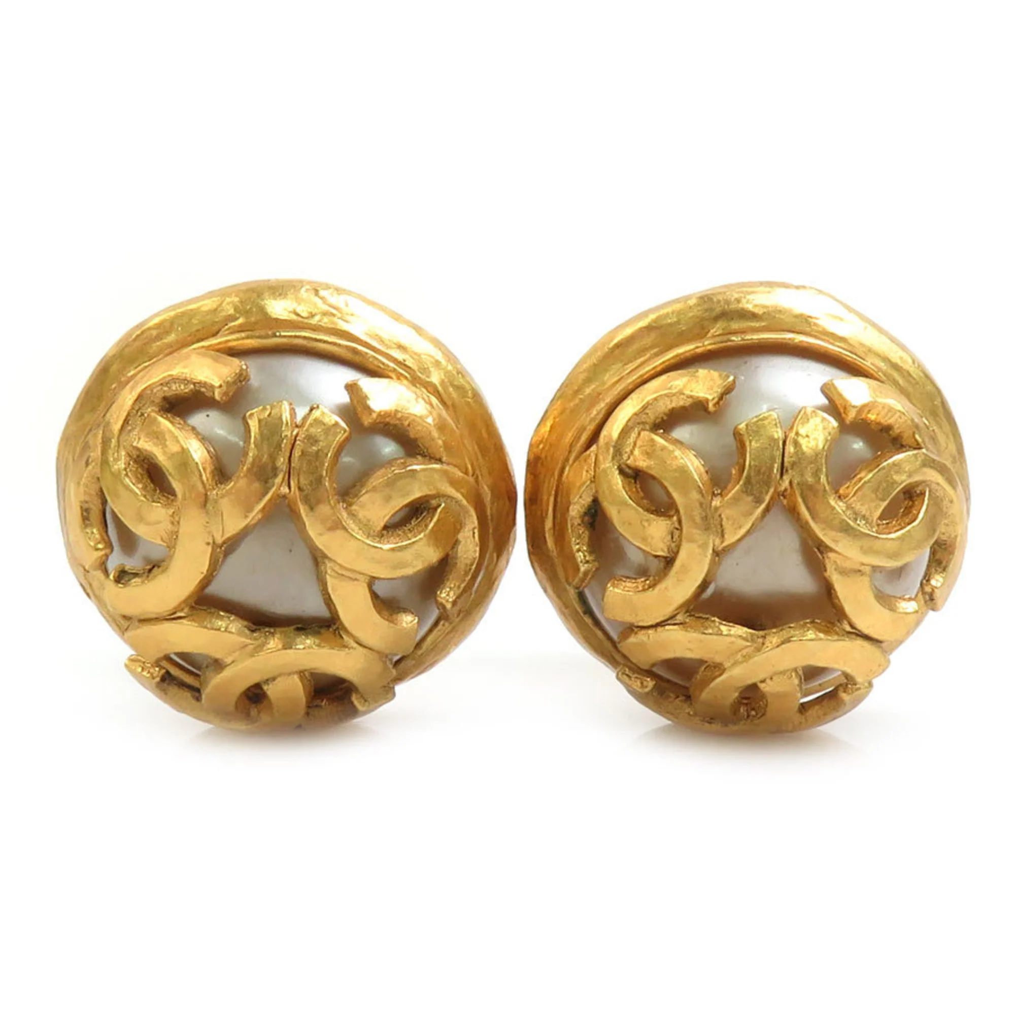 CC Logo Clip-On Earrings Gold-Tone Metal Gold-Tone Metal