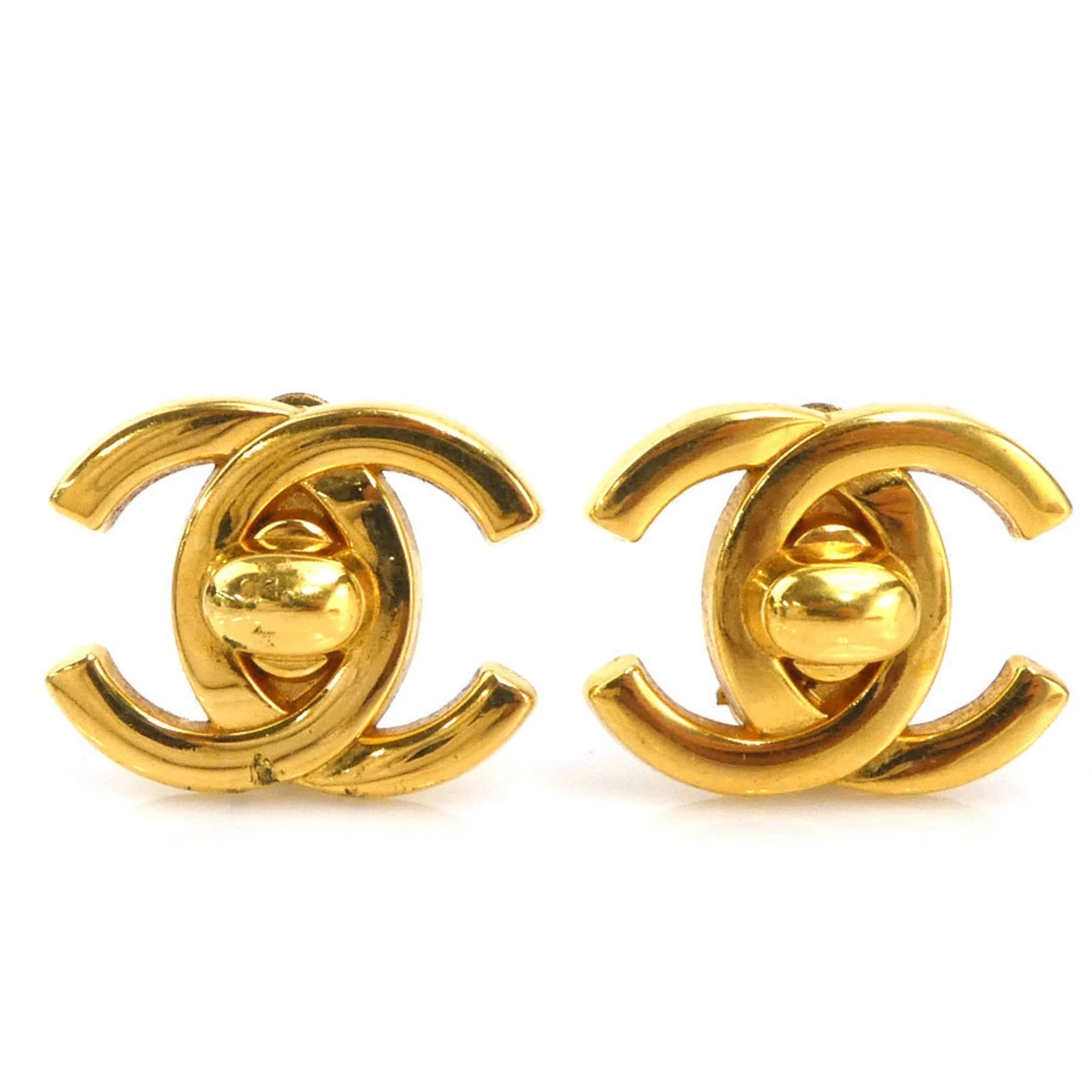 CC Logo Clip-On Earrings Gold-Tone Metal Gold-Tone Metal