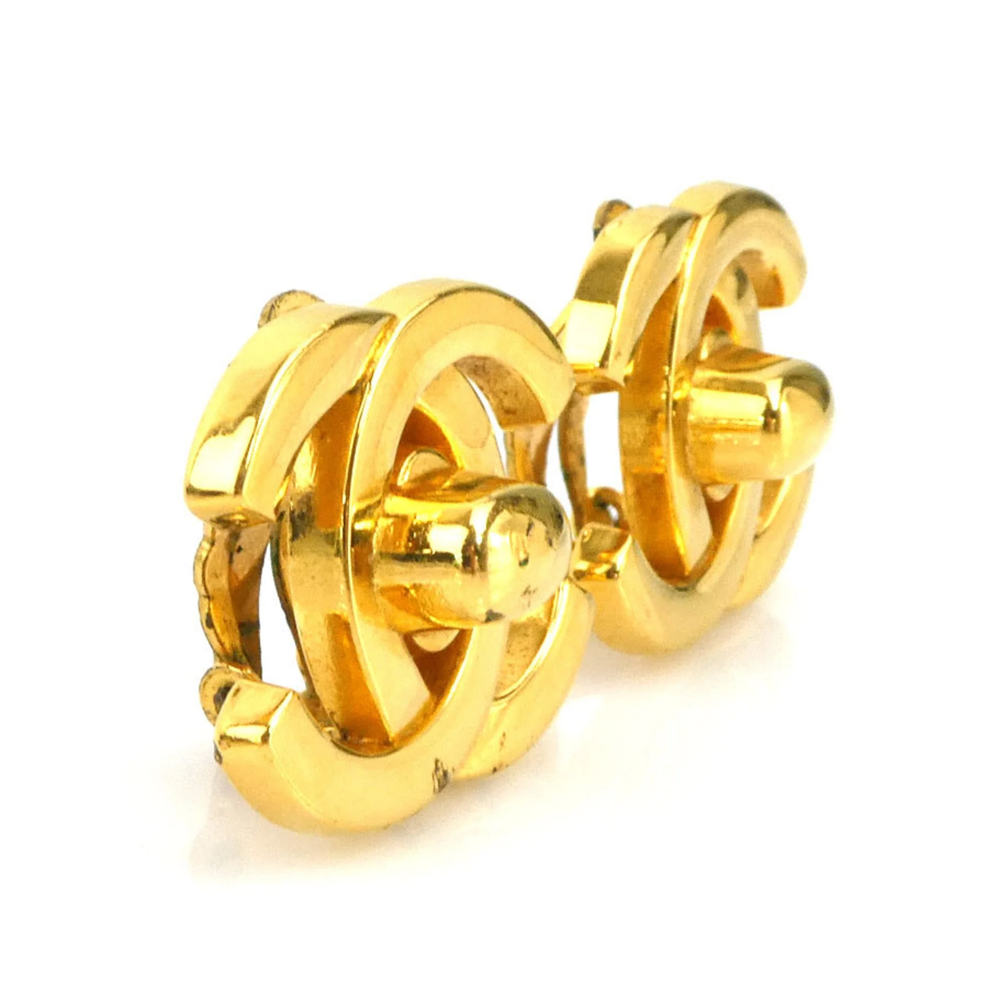 CC Logo Clip-On Earrings Gold-Tone Metal Gold-Tone Metal - Image 2