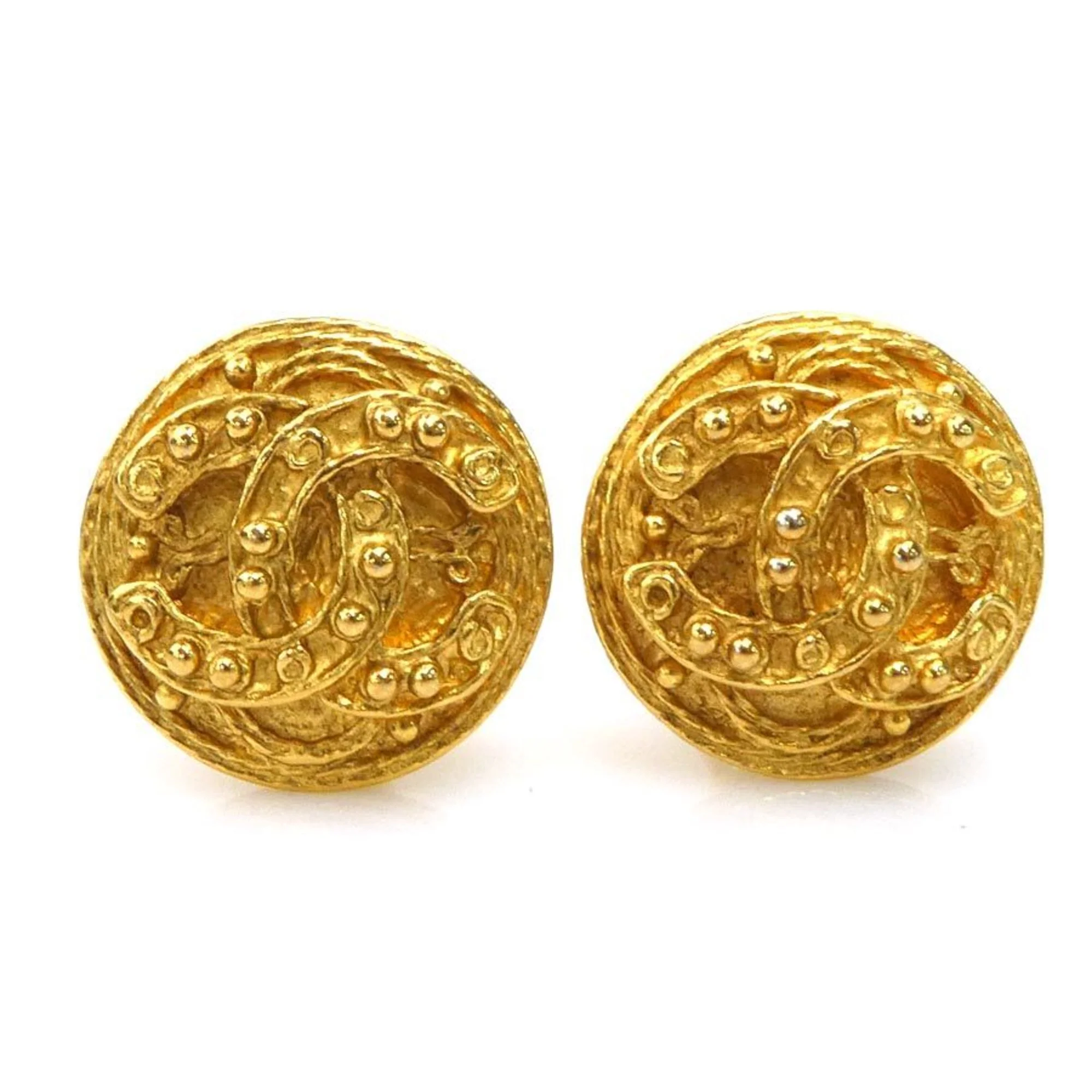CC Logo Clip-On Earrings Gold-Tone Metal Gold-Tone Metal