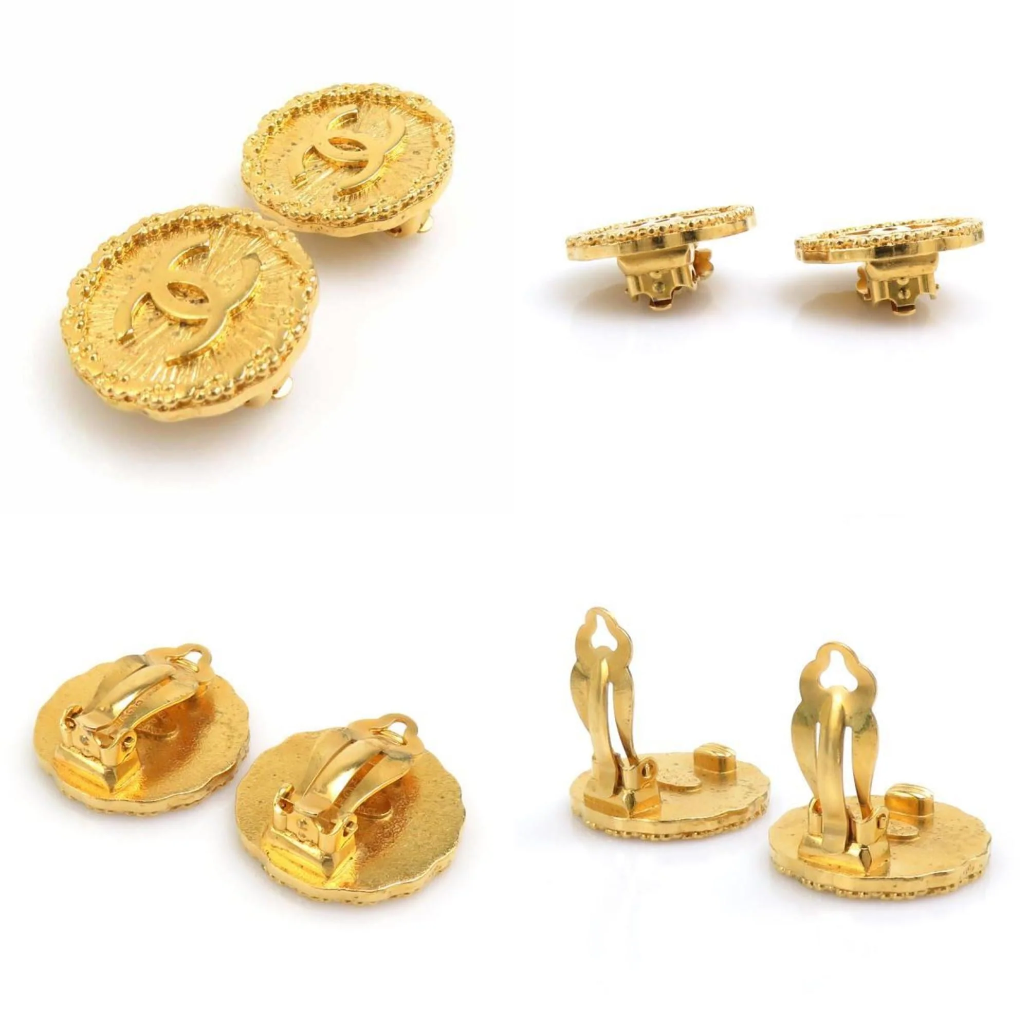 CC Logo Clip-On Earrings Gold-Tone Metal Gold-Tone Metal - Image 3