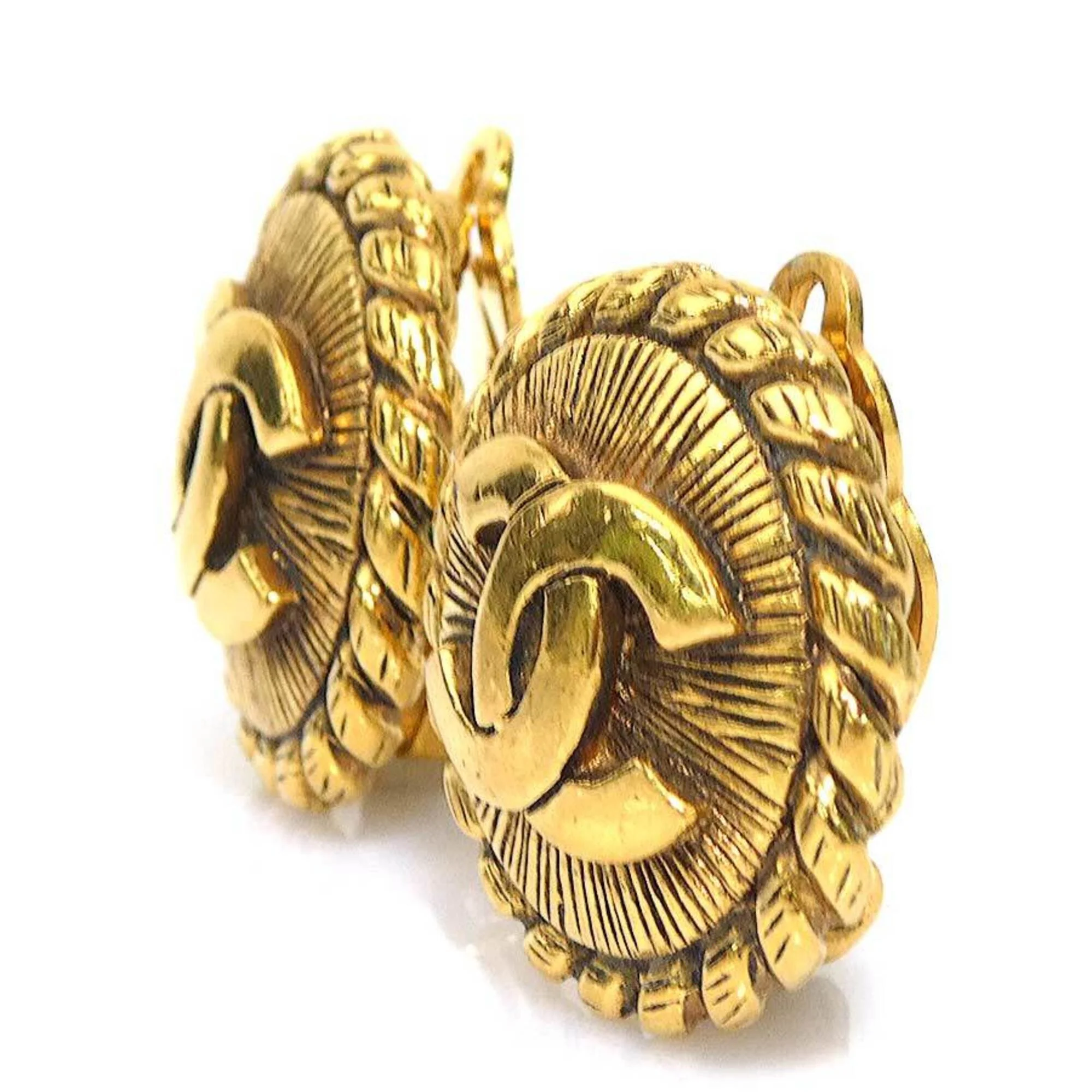 CC Logo Clip-On Earrings Gold-Tone Metal Gold-Tone Metal - Image 3