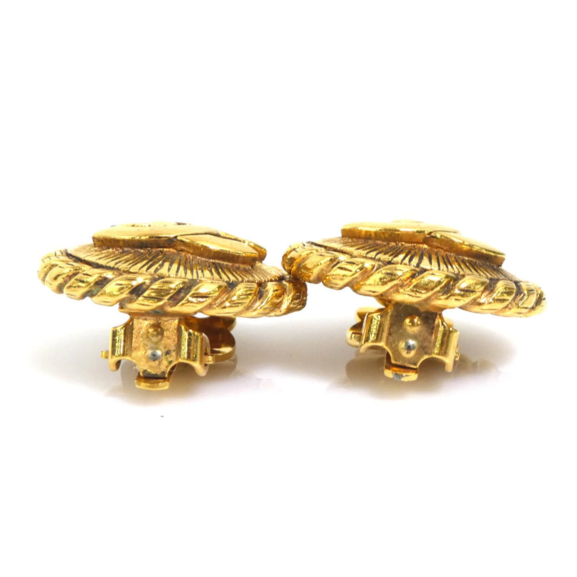 CC Logo Clip-On Earrings Gold-Tone Metal Gold-Tone Metal - Image 4