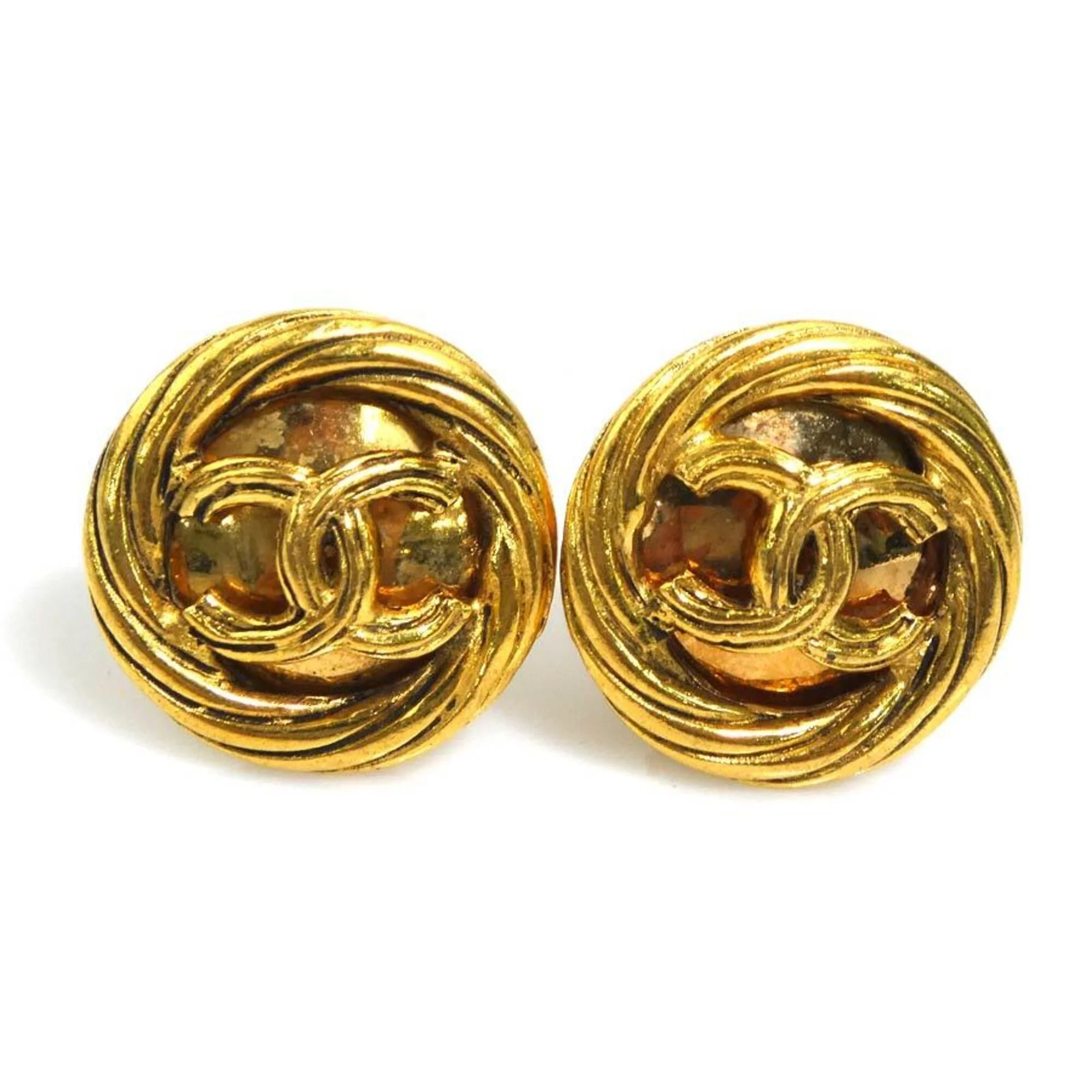 CC Logo Clip-On Earrings Gold-Tone Metal Gold-Tone Metal