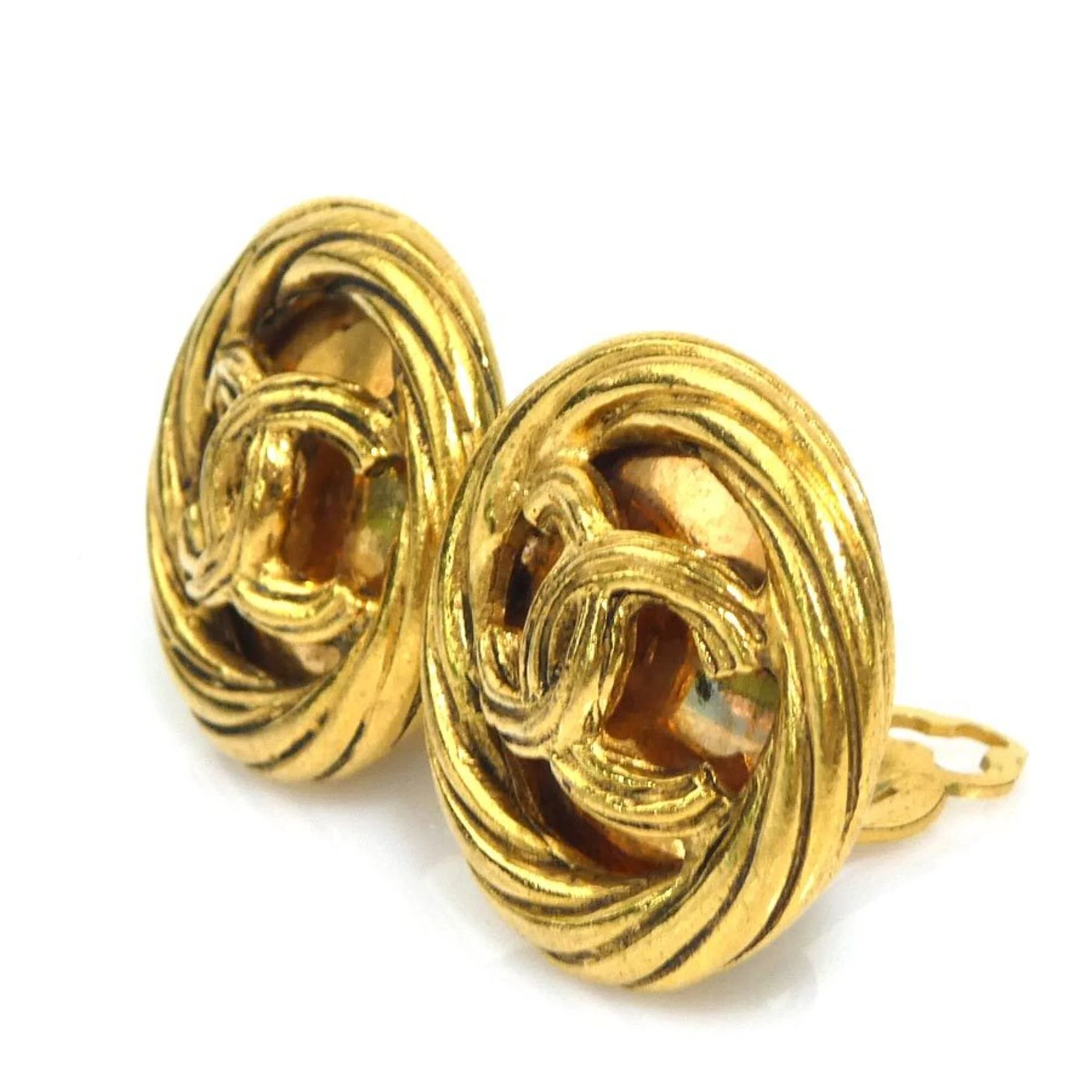 CC Logo Clip-On Earrings Gold-Tone Metal Gold-Tone Metal - Image 3