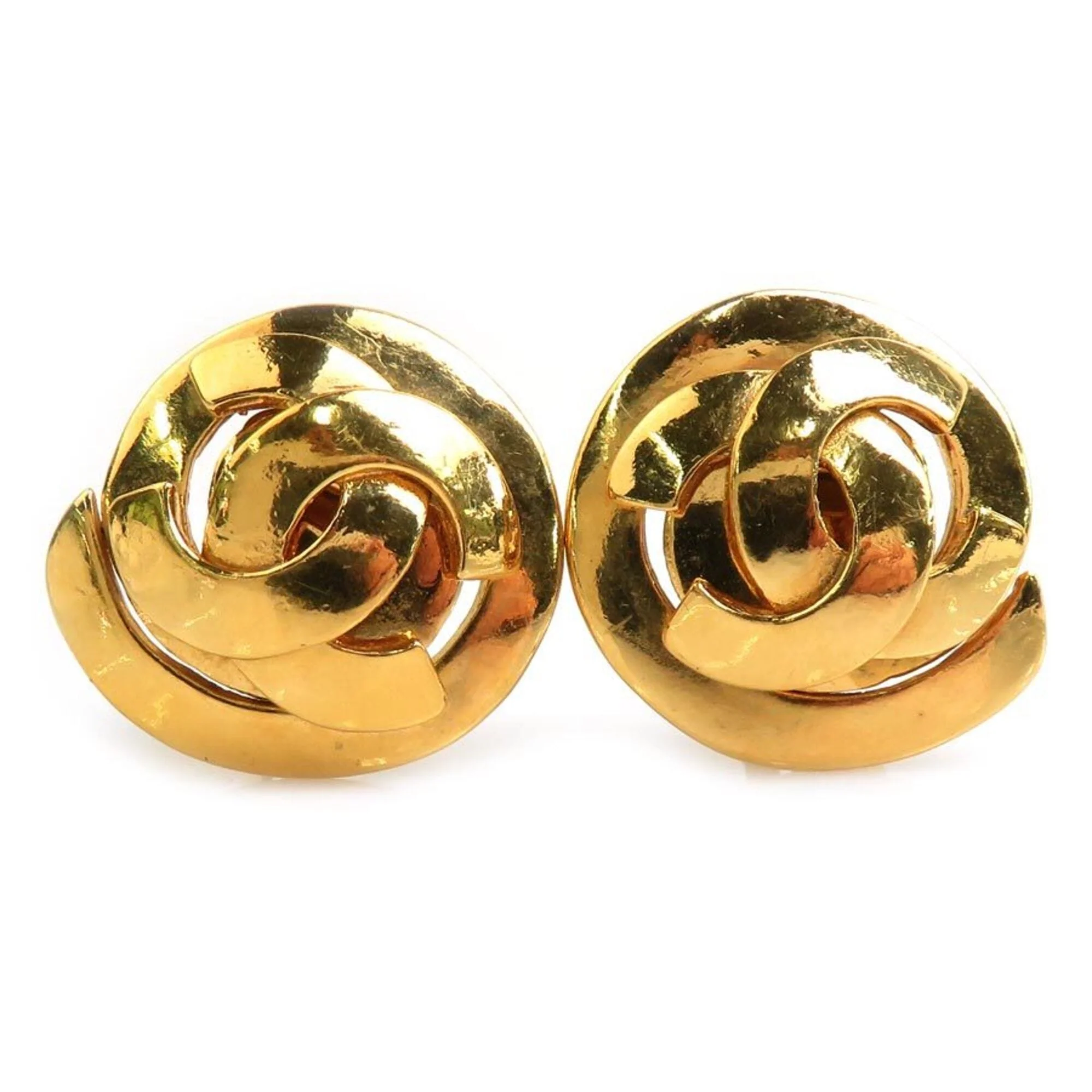 CC Logo Clip-On Earrings Gold-Tone Metal Gold-Tone Metal