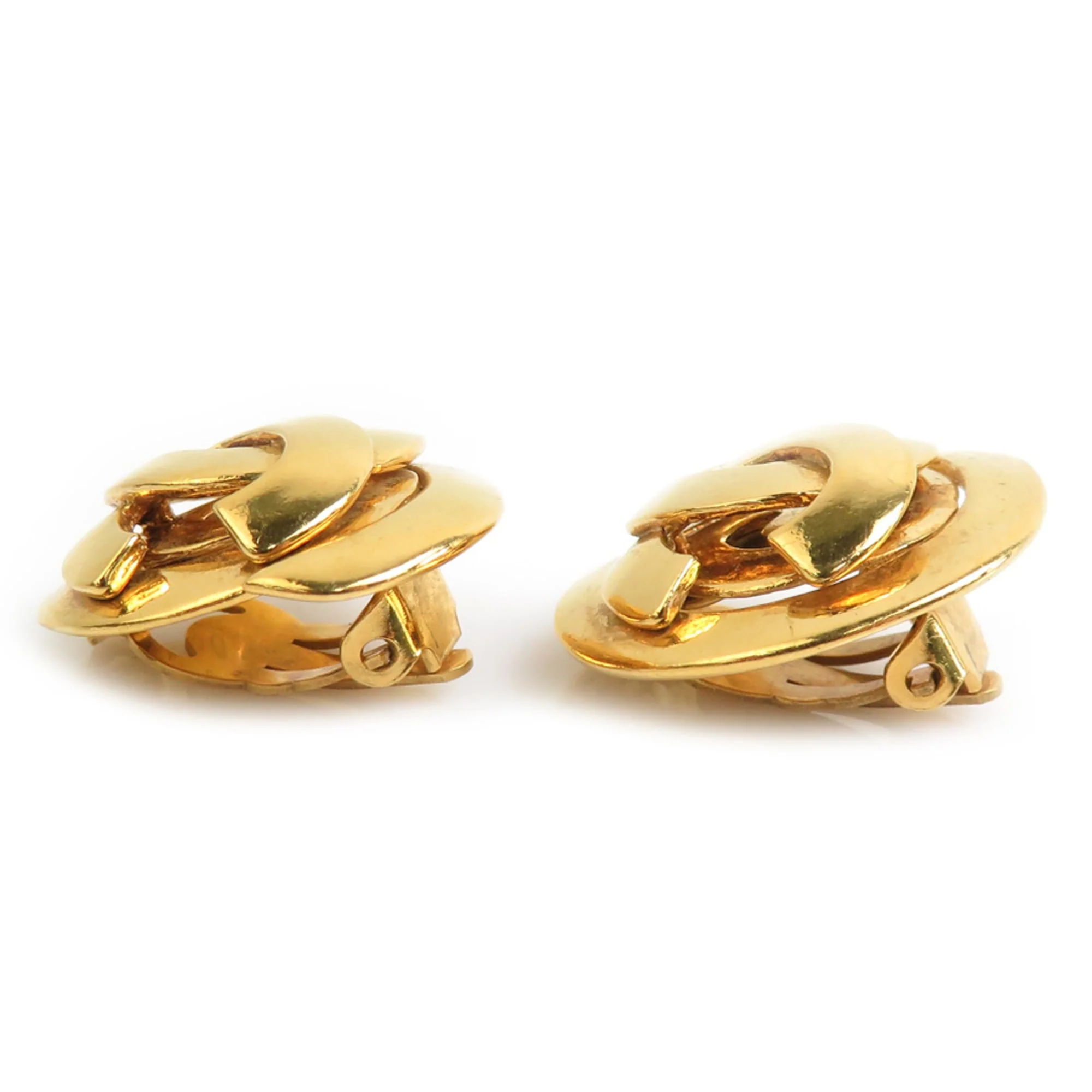 CC Logo Clip-On Earrings Gold-Tone Metal Gold-Tone Metal - Image 3
