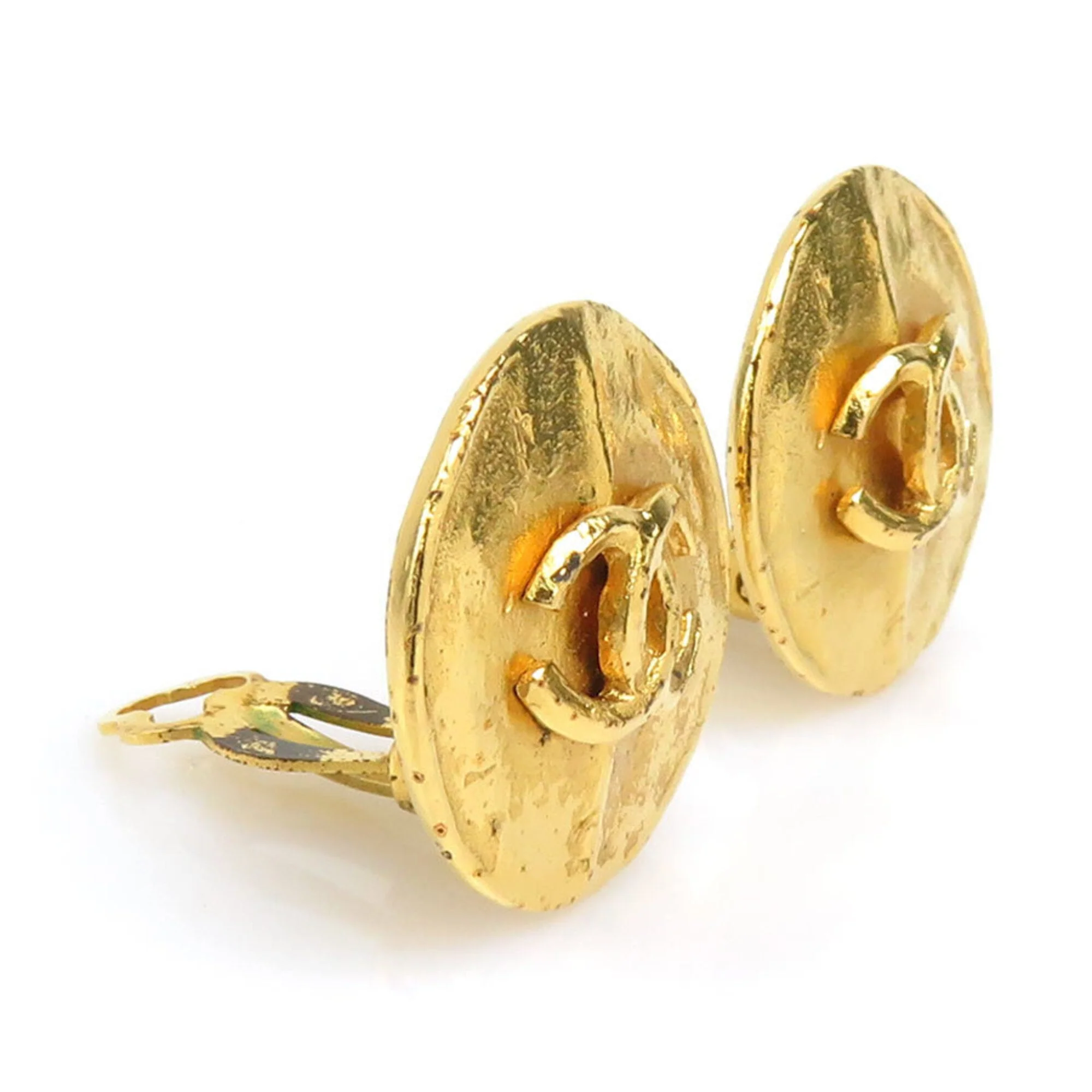 CC Logo Clip-On Earrings Gold-Tone Metal Gold-Tone Metal - Image 2