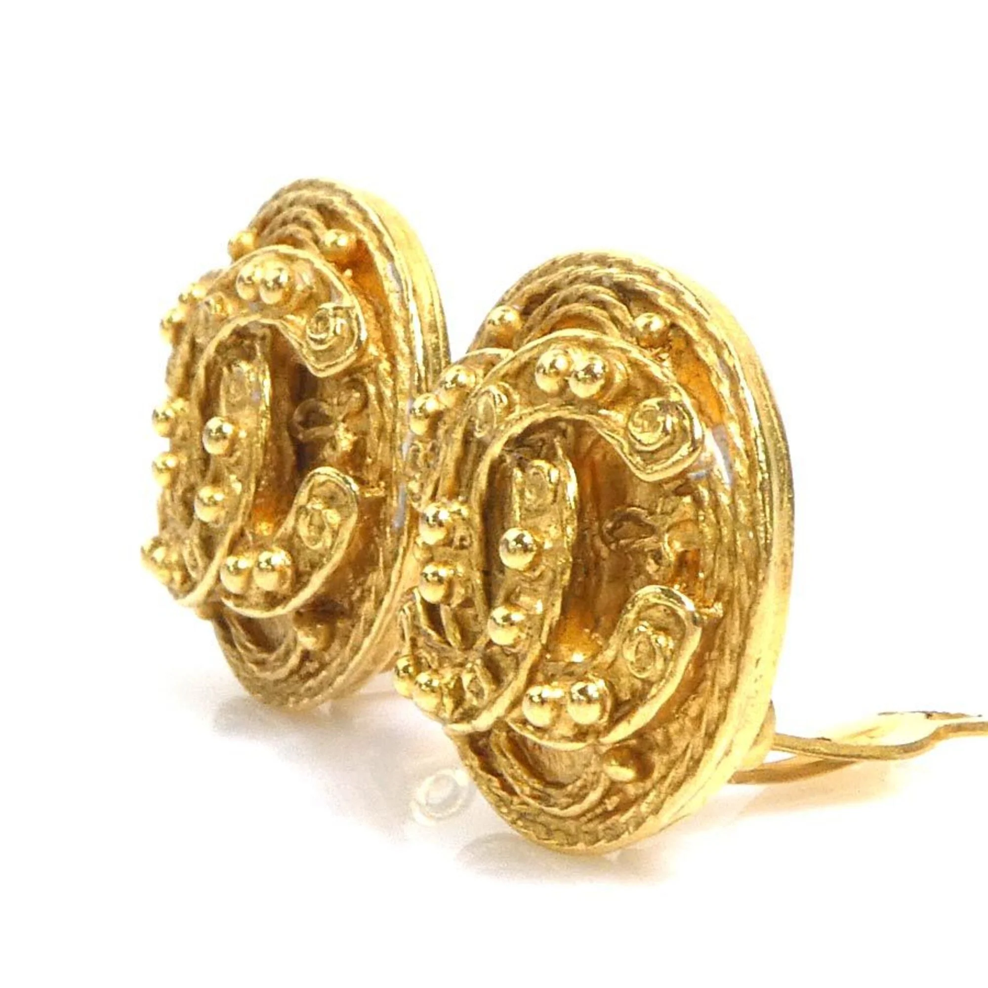 CC Logo Clip-On Earrings Gold-Tone Metal Gold-Tone Metal - Image 3