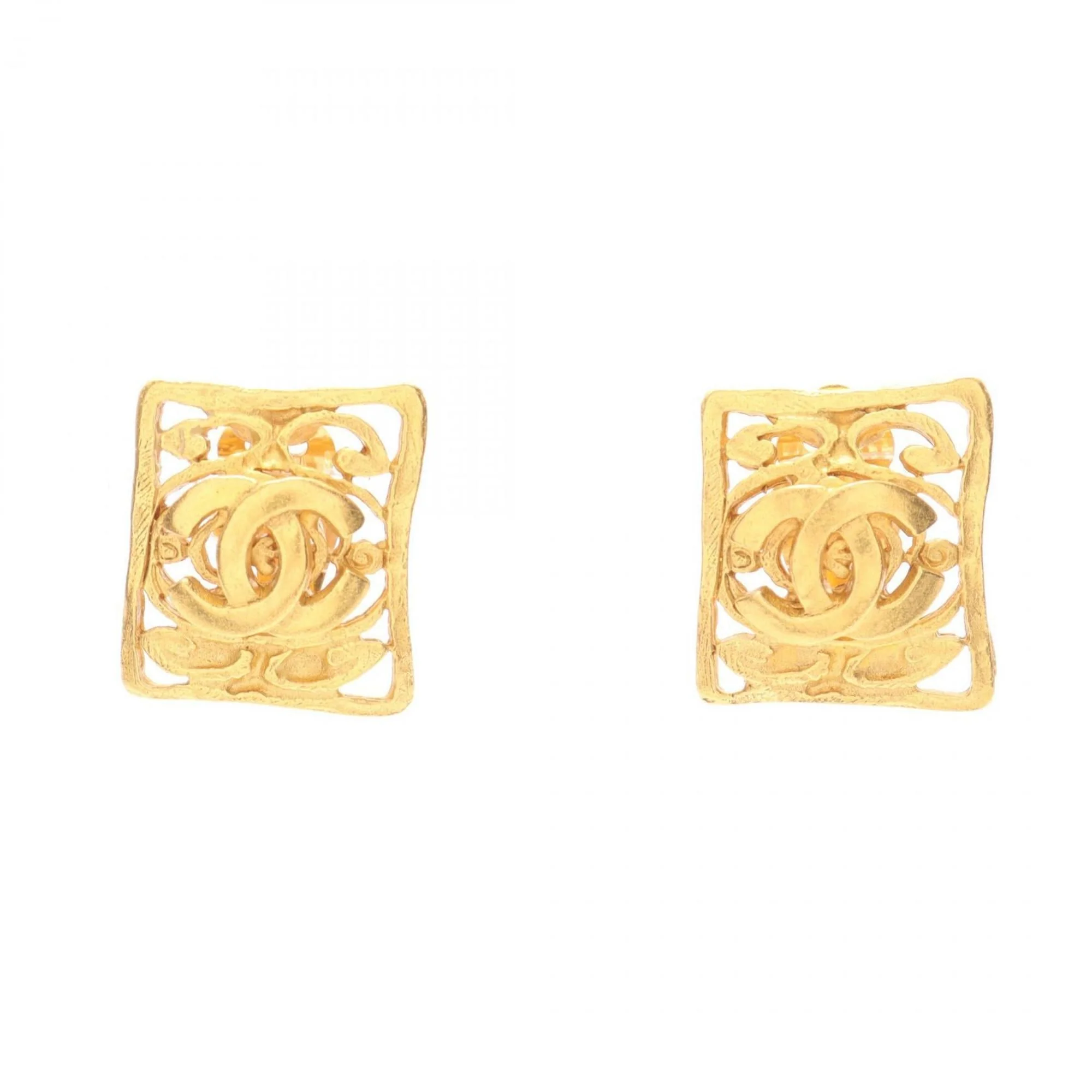 CC Logo Clip-On Earrings Metal Gold-Tone Metal