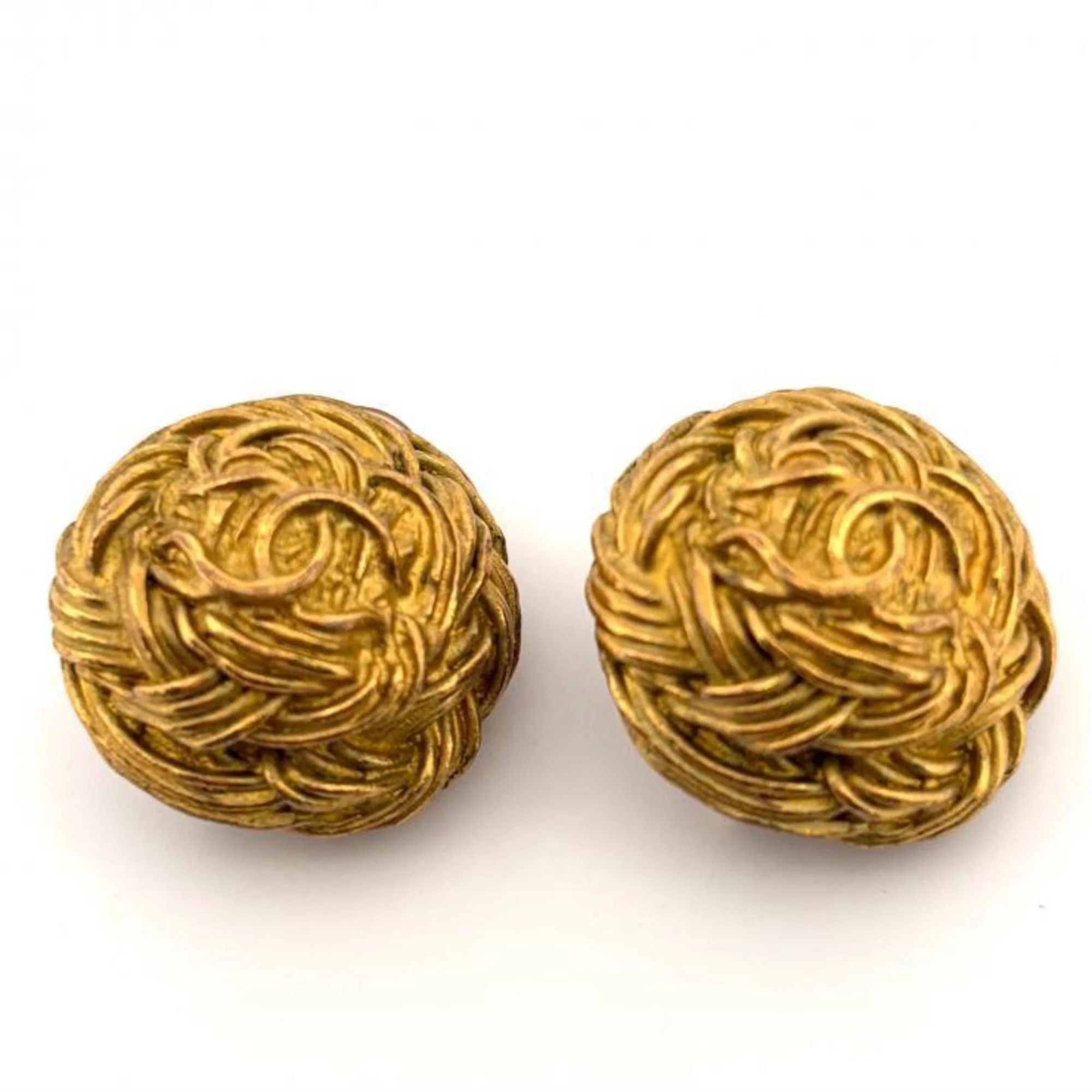 CC Logo Clip-On Earrings Metal Gold-Tone Metal